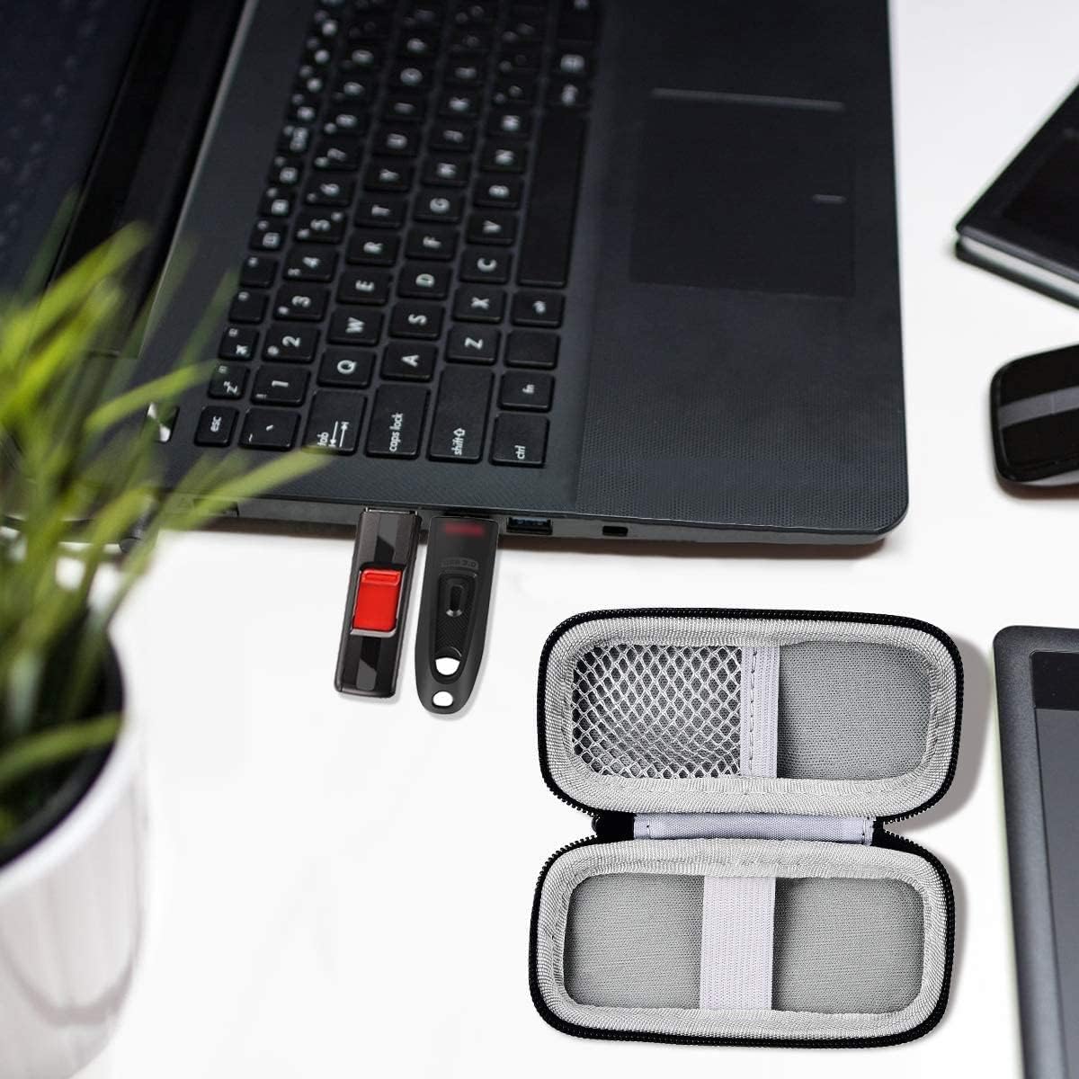 USB Flash Drive Case, SD Card Holder Compatible with Thumb Drive, Memory Cards, SDXC SDHC Storage Bag, Electronic Accessories Organizer for SanDisk for Samsung for Inland (Black)