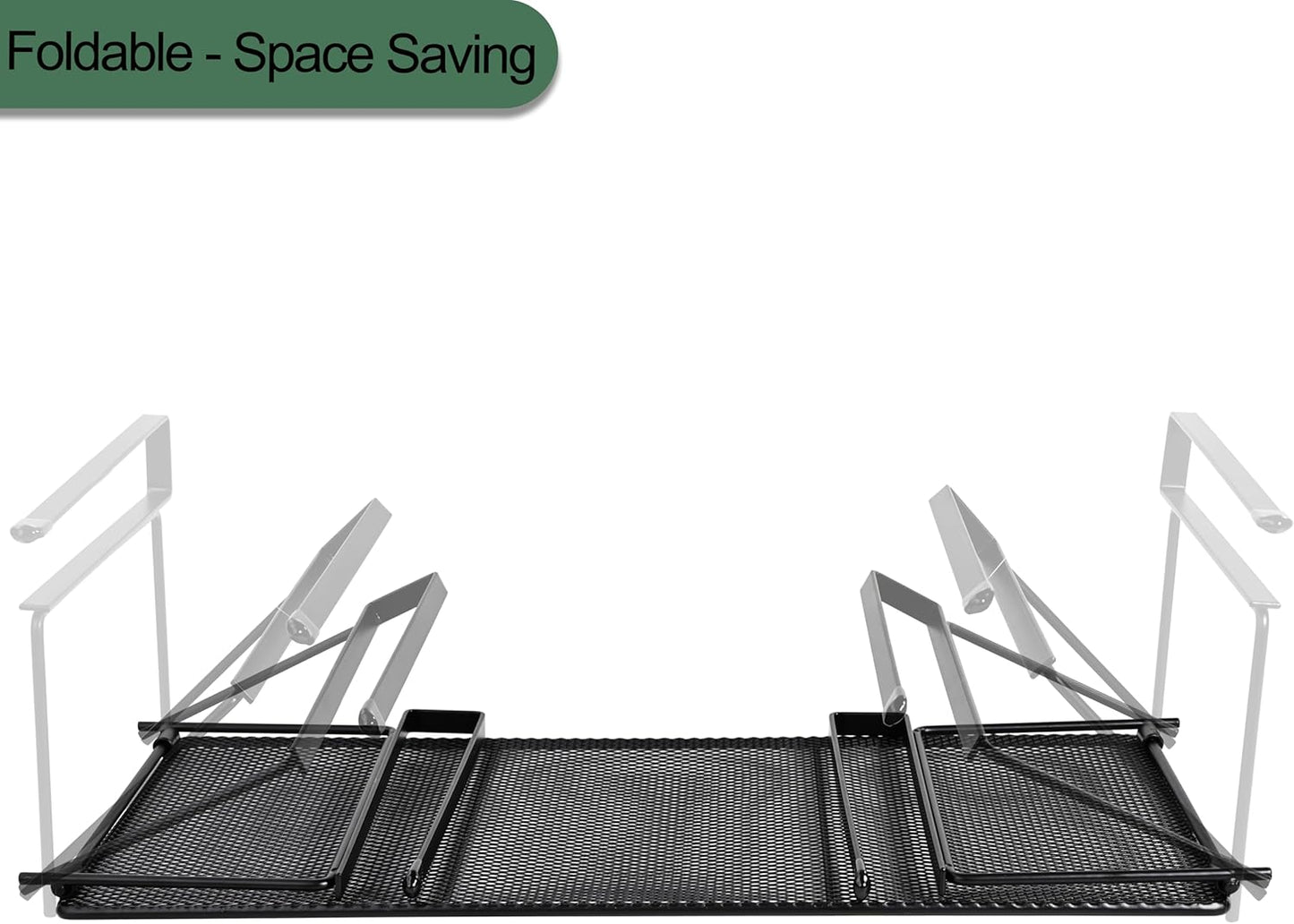 Foldable Metal Under Cabinet Organizer,Multi-Functional Hanging Storage Rack for Aluminum Foil,Plastic Wrap,Kitchen Wipes,Space-Saving,Tool-Free Install,Rust-Resistant,Ideal for Kitchen (White)