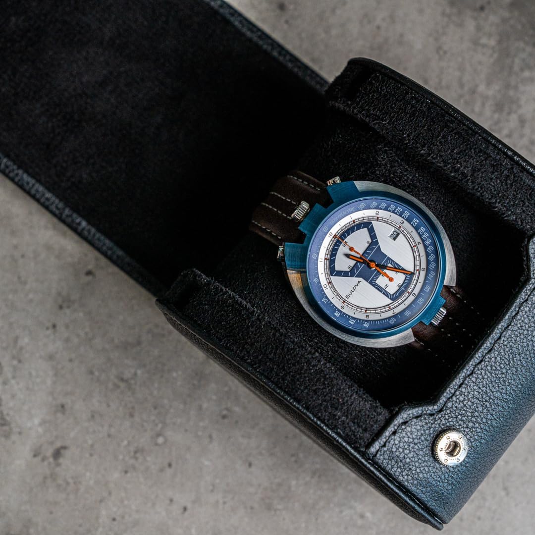 DailyWatch | Personalized Watch Roll Travel Case For 1 Watches - Handmade Genuine Leather Travel Case With Custom Engraving of Name or Initials - All Black