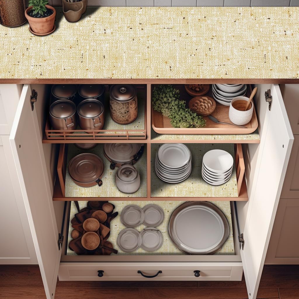 12" W x 120" L Non Adhesive Shelf Liner Kitchen Drawer Liner Pantry Liner for Shelves Cupboard Liner Kitchen Cabinet Cover Easy to Trim