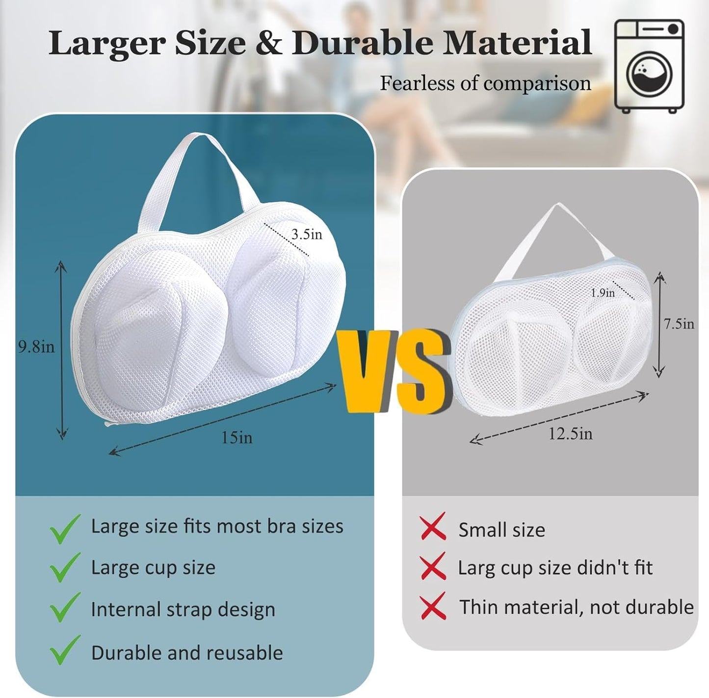 4 Pack Large Bra Laundry Bags for Washing Machine, Lingerie Bag for Washing Delicates Underwear Brassiere, Bra Washer Protector for Laundry (White 4 pack)