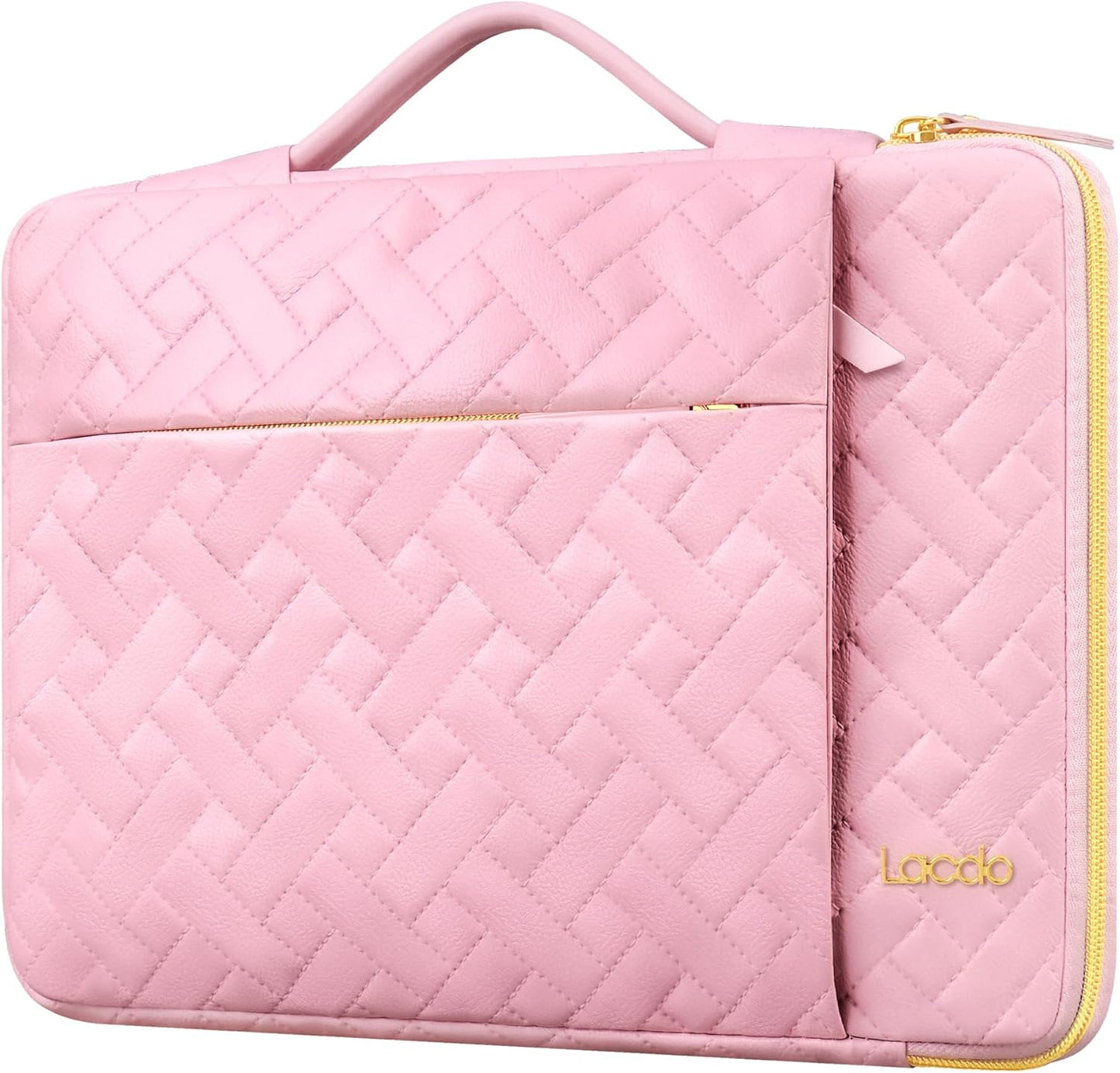 Lacdo 360° Protective 15-15.6 Inch Laptop Sleeve Case for Acer HP Dell ASUS Laptop, Acer Aspire 15, HP Pavilion/Envy 15, Dell Inspiron 15, ThinkPad/IdeaPad 15, ASUS Zenbook Computer Bag, Sakura Pink
