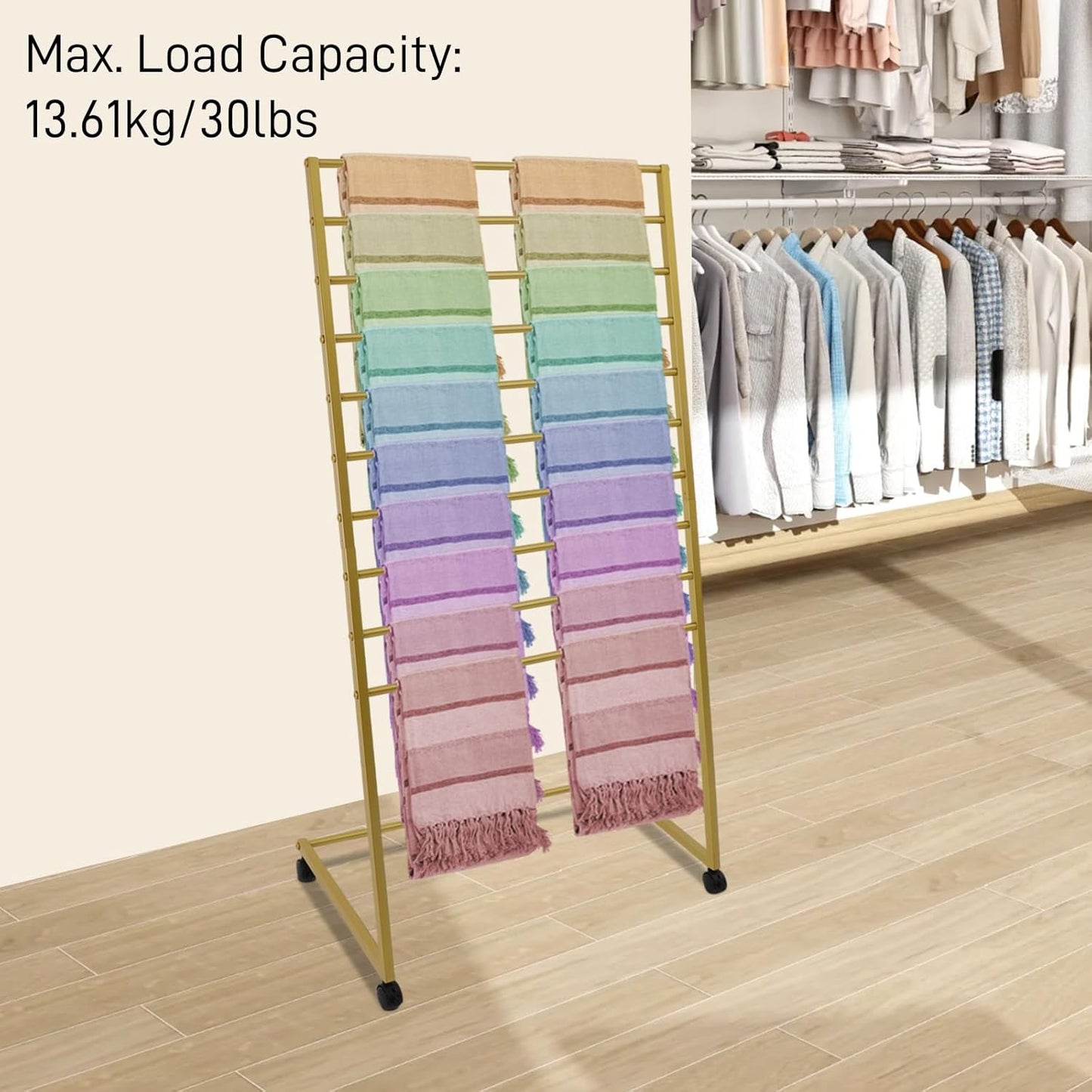 Scarf Organizer, Scarf Display Stand, 10 Tier Metal Scarf Holder Organizer, Floor-standing Scarf Rack for Commercial or Home, Hijab Stand RackTies Belt Pants Hanging Rack