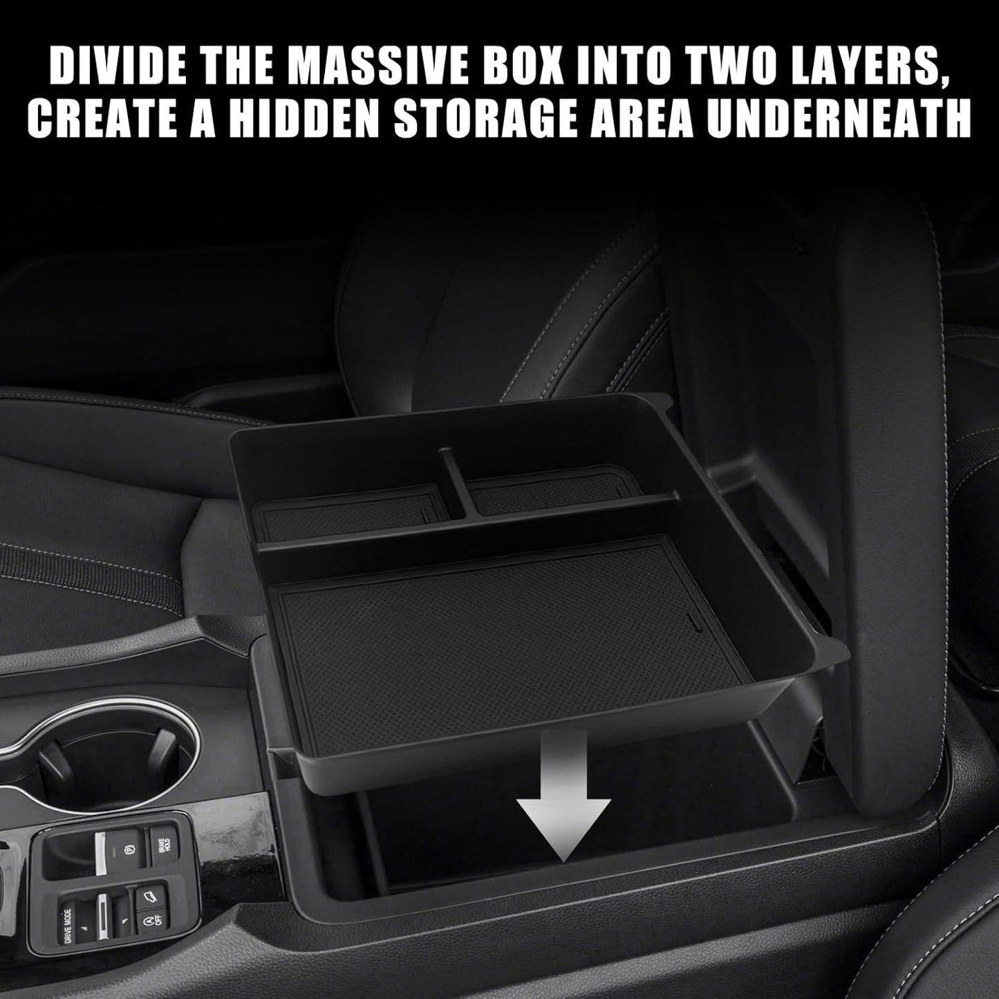 Muslogy for Pilot Center Console Organizer & Dash Storage Tray & Magnet Armrest Hidden Storage Compartment 3PCS Set Compatible with Honda Pilot 2025 2024 2023(Console +Dash Tray+Hidden Organizer)