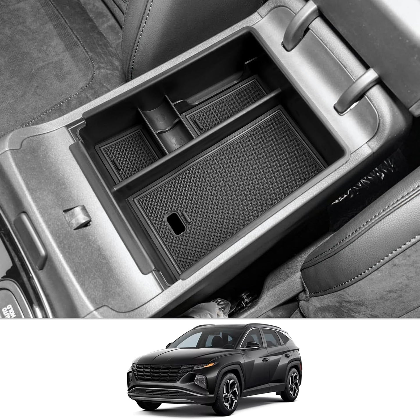 CDEFG for 2025 2026 Hyundai Tucson Center Console Organizer for 2025 2026 Hyundai Tucson (SE/SEL/XRT) Accessories Middle Console Armrest Storage Box(Not for PHEV/Limited/N-Line Models)