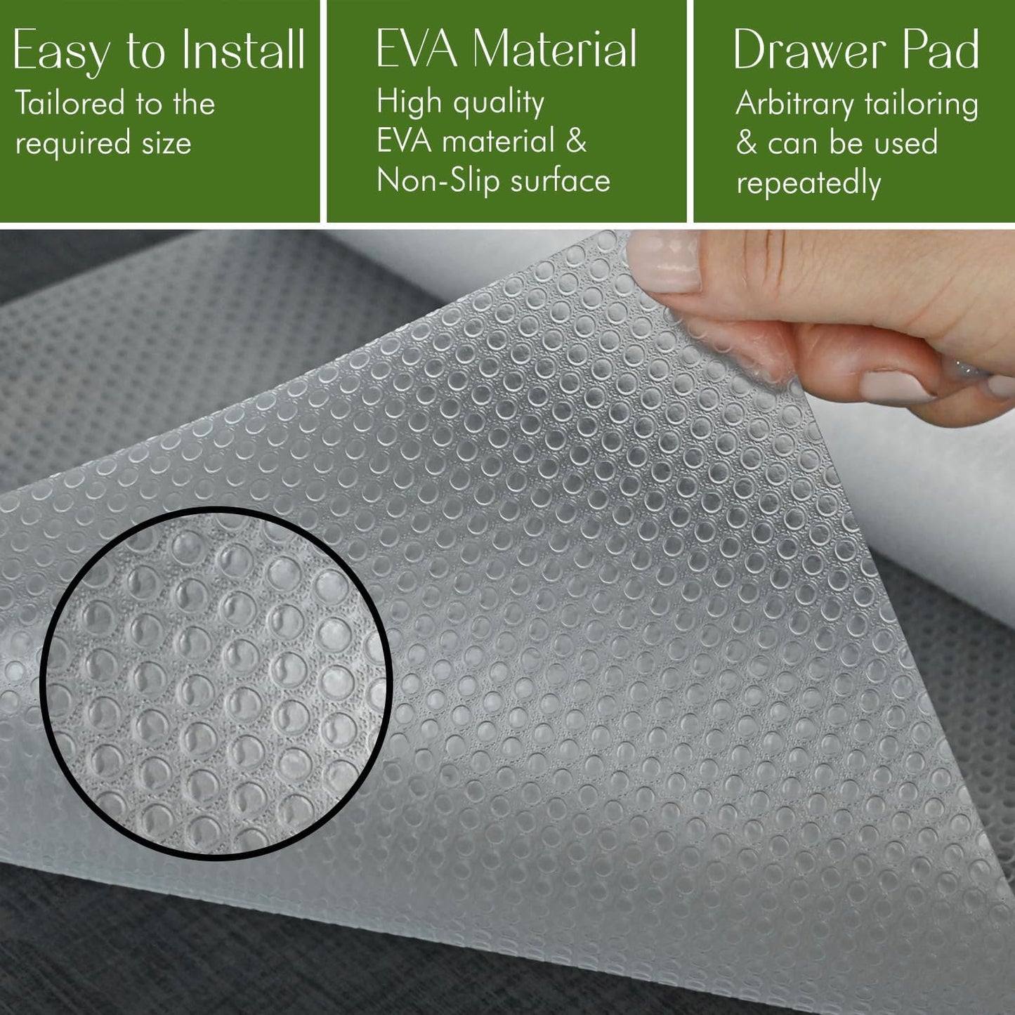 EVALAND Shelf Liners for Kitchen Cabinets Non-Adhesive 19.6" x 33 FT Clear Drawer Liner Non Slip, Washable Cabinet Liner, Waterproof Shelf Liners for Cabinets, Refrigerator Bathroom Pantry Cabinet Mat