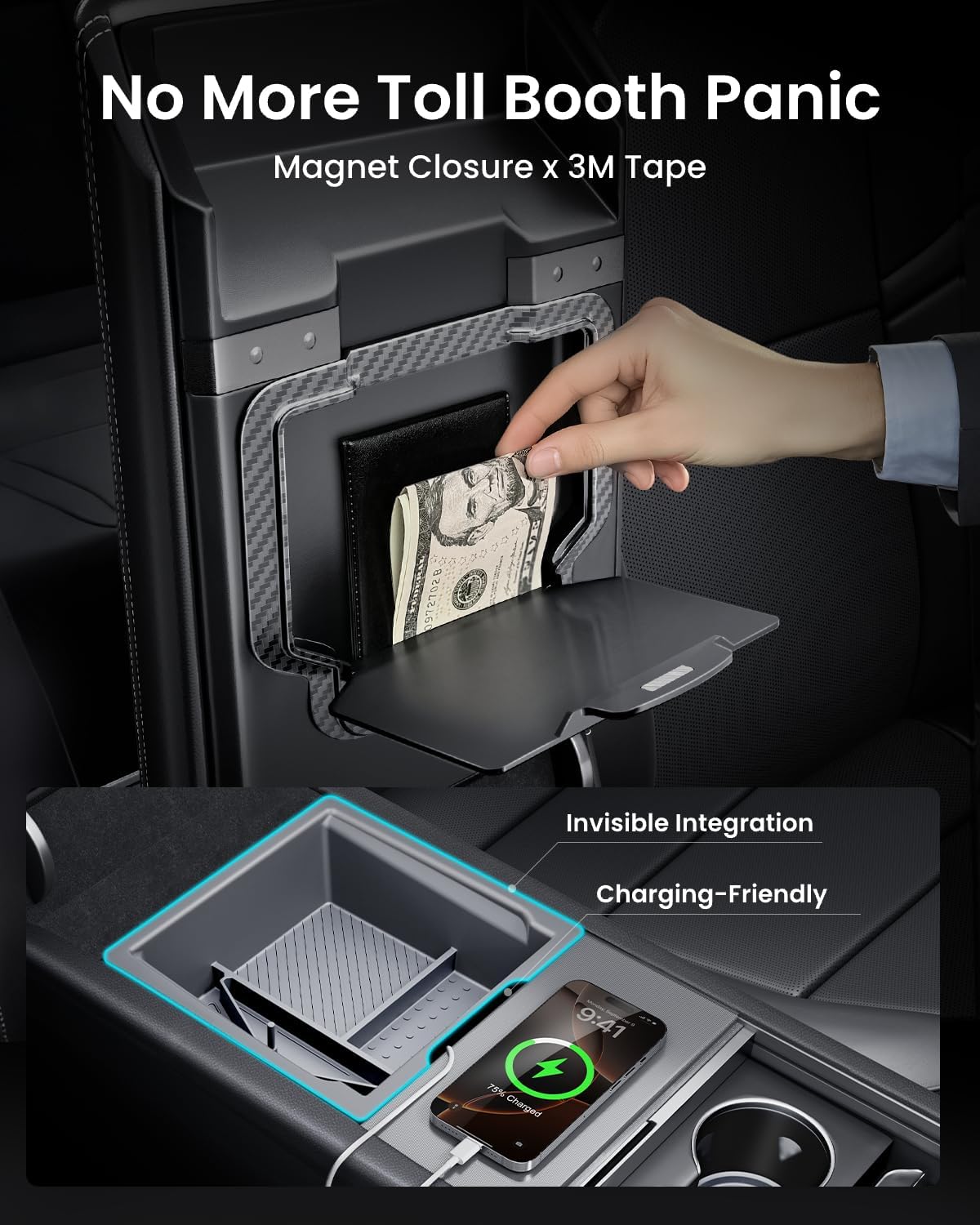 REEVAA 2026 Tesla New Model Y Juniper Accessories - Center Console Organizer [Maximized Space | OEM Fit & Noise-Free] 2-Layer Material, Fit for Model Y 2025-2026, 4PCS, Gray