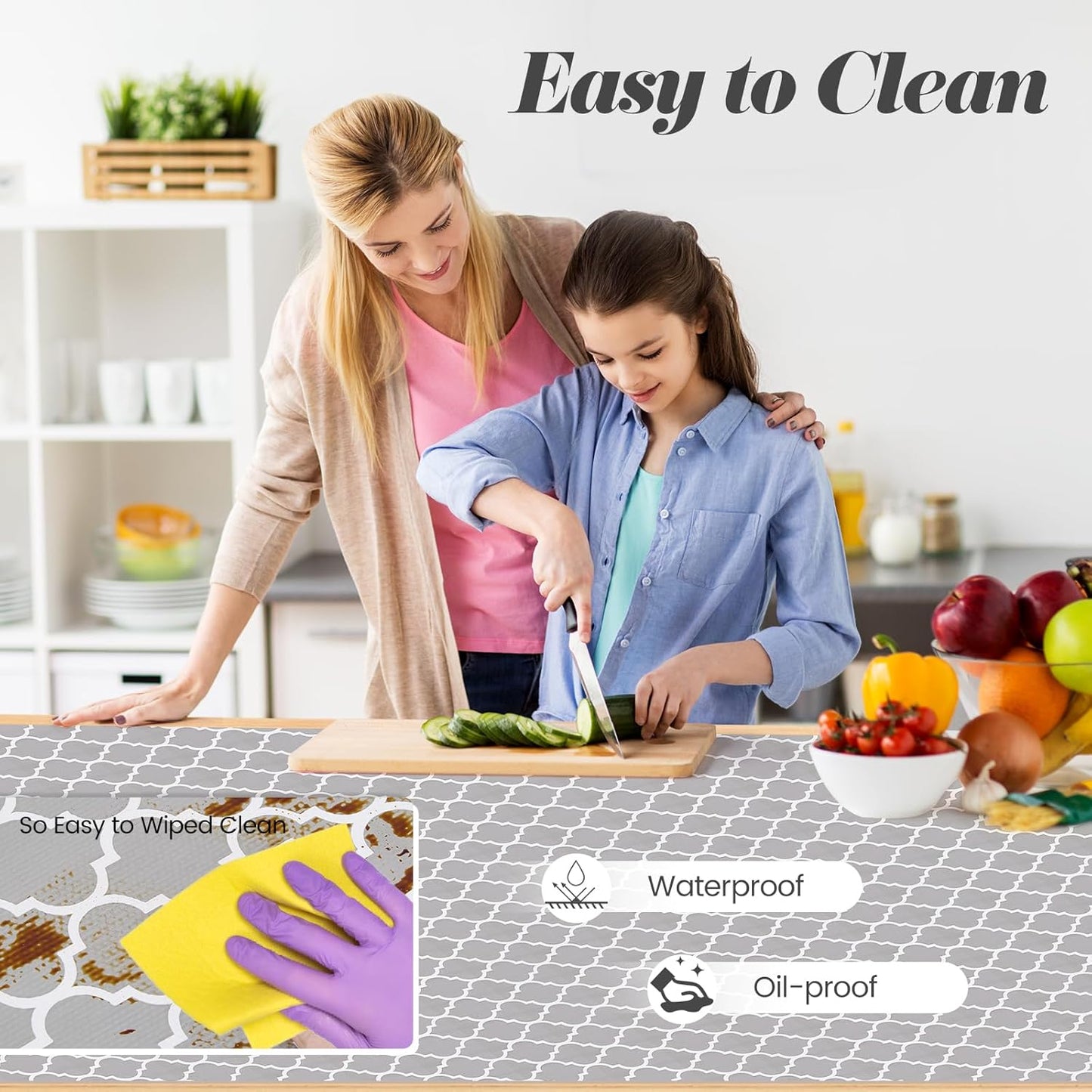 Drawer Shelf Liner for Kitchen Cabinets, Non Adhesive Slip Resistant Shelf Paper Easy to Clean, Strong Grip Thickened Waterproof Washable Mats for Pantry Shelves, Cupboard, Dresser, 24 in x 10 FT