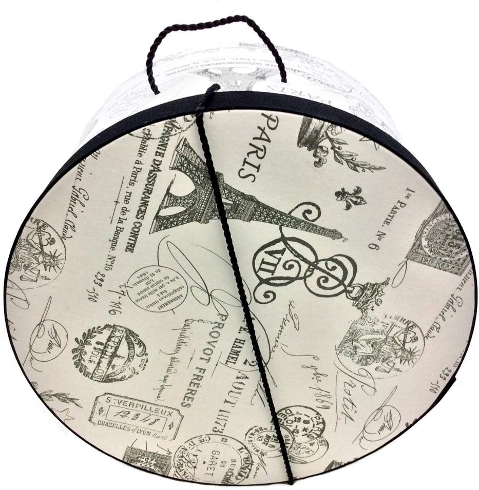 Sarah's Hat Boxes Classic Paris Hat Box – 14.75" x 7.5" (Dia. x Ht.) Handmade in USA – Odorless Non-Toxic Adhesive, Cording Handle – Premium Storage for Hats & Accessories
