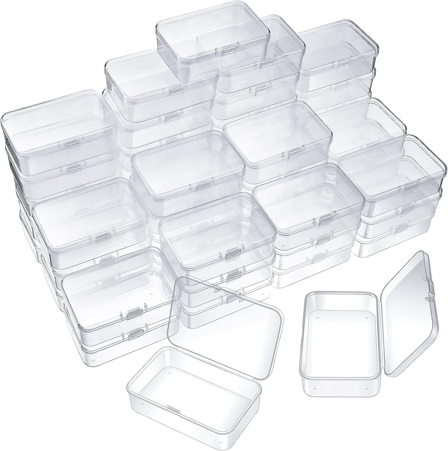 SATINIOR 48 Packs Clear Small Plastic Containers Transparent Storage Box with Hinged Lid for Small Items Crafts Jewelry (3.27x2.13x1.02 Inches)