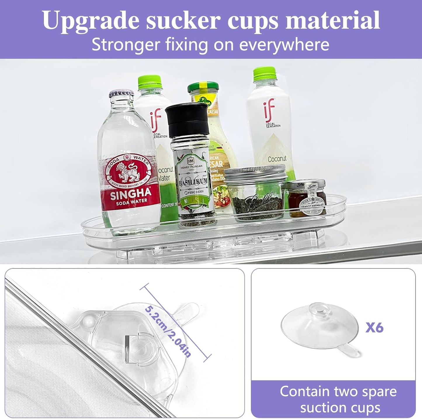 360° Rotating Lazy Susan Turntable Organizer - Multifunctional 11.8" x 8.7" Rectangular Organizer for Refrigerator, Cabinet, Pantry, and Kitchen Countertop