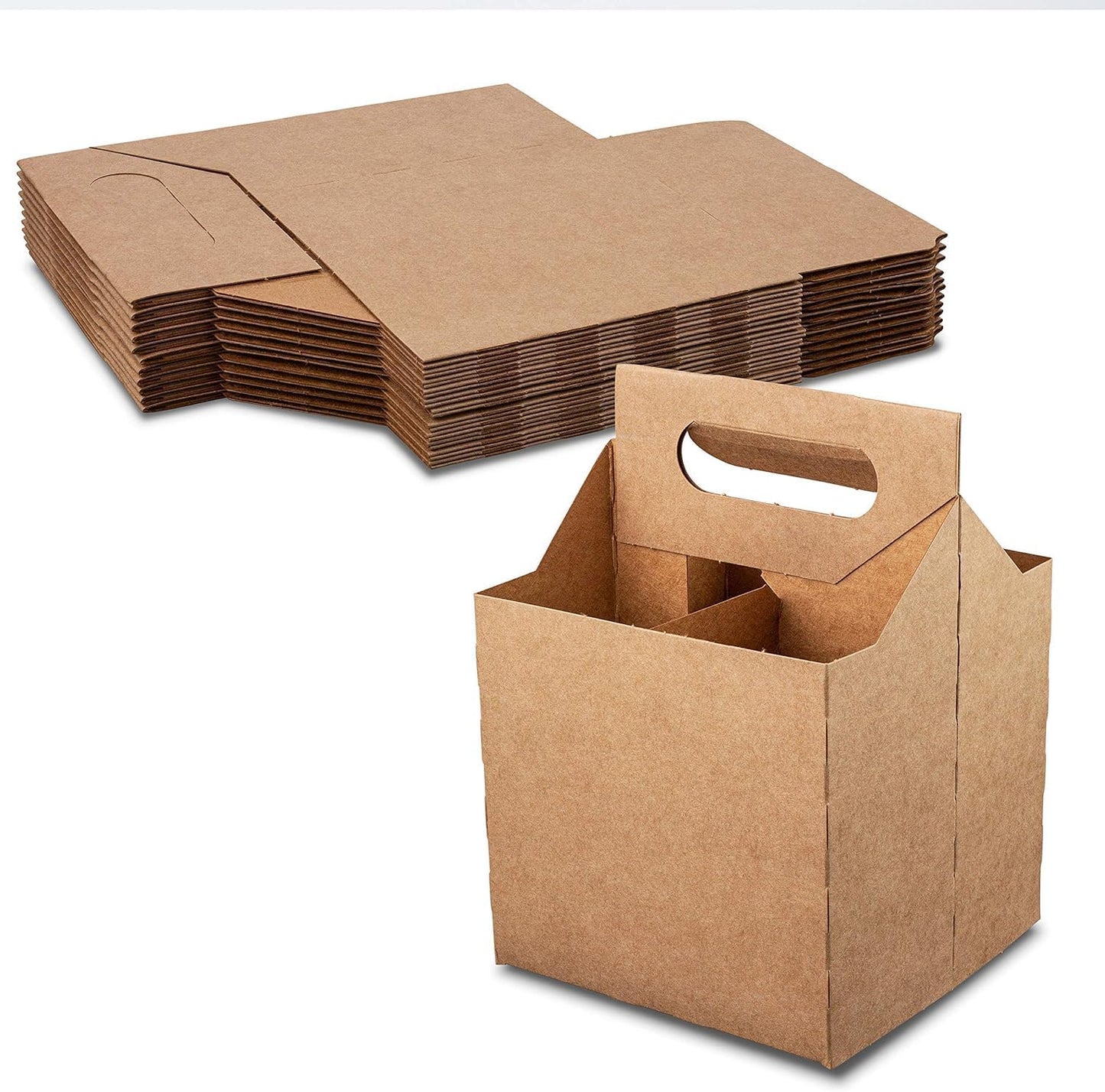 MT Products Brown 4 Bottle Holder 12 oz. each - Disposable Bottle Carrier for Transport (Pack of 200) - Made in the USA