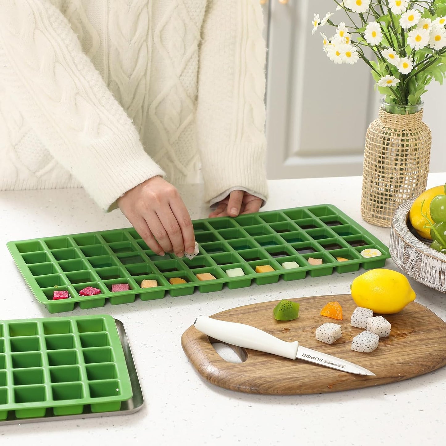 5 Pcs Silicone Food Molds for Harvest Right Freeze Dryer Harvest Right Medium Square Trays Dividers Food Mold for Fruit Vegetable Cake Freeze Drying Accessories (Medium)