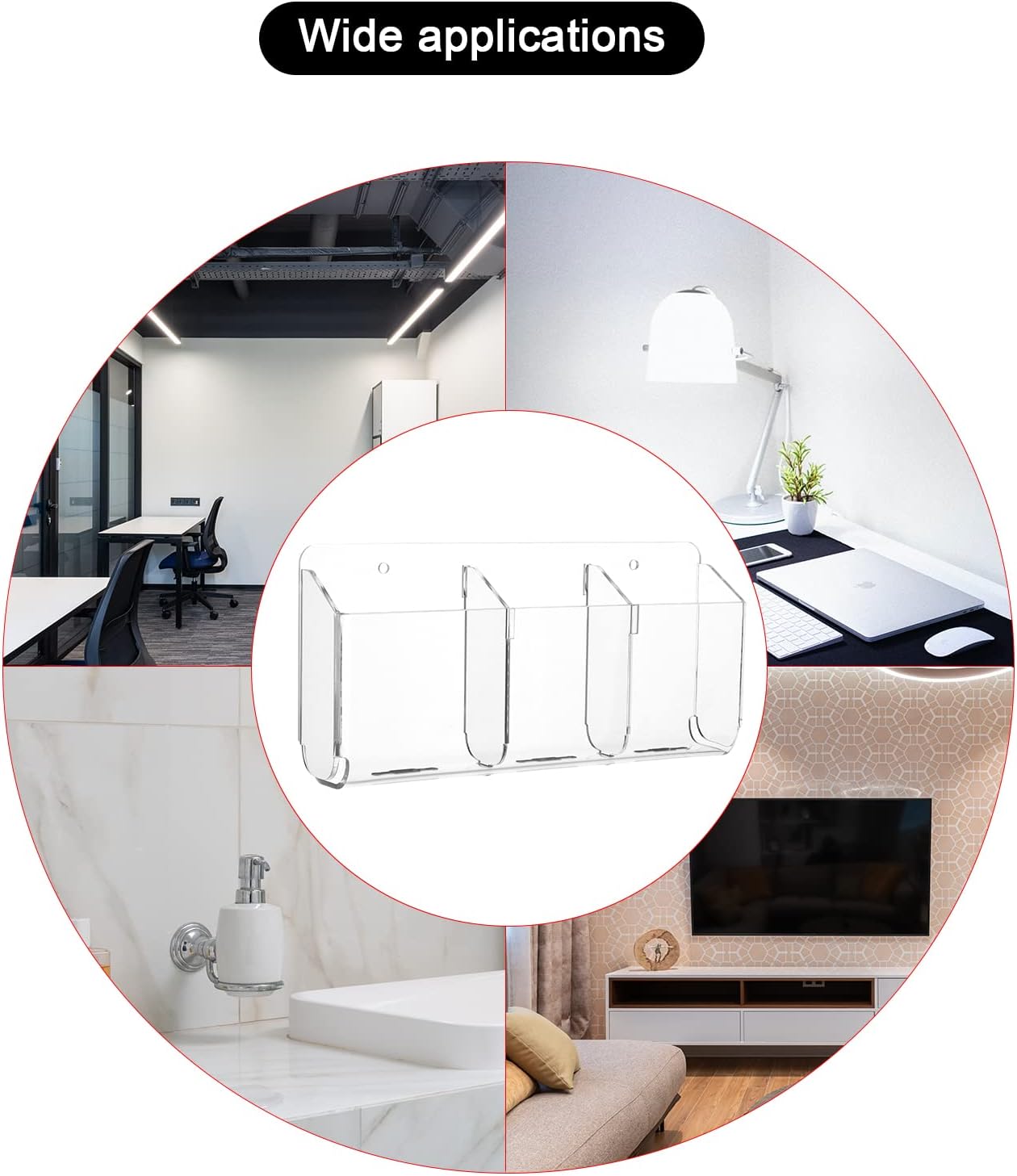 Cosmos Remote Control Stand Wall Mount Phone Holder with Removeable Block Wall Shelf Cell Phone Charging Brackets Holder Multipurpose Storage Organizer (Transparent Clear)