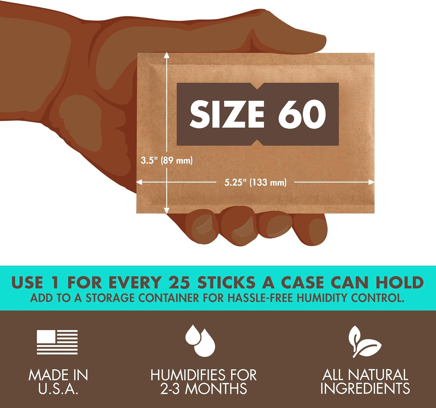 Boveda 69% Two-Way Humidity Control Packs For Plastic, Wood Humidifier Boxes & Resealable bags – Size 60 – 12 Pack – Moisture Absorbers – Humidifier Packs – Individually Wrapped Hydration Packets