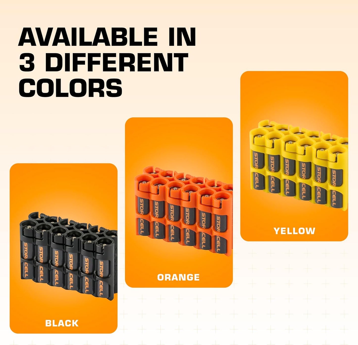 AAA Battery Storage Caddy by Storacell, Yellow, Holds 12 Batteries (Not included)