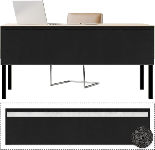 60" Under Desk Privacy Panel with Cable Management Organizer Sleeve Self-Adhesive Modesty Panel for Cord Organizer Pockets and Desk Skirt for Home Office or Standing Workstation