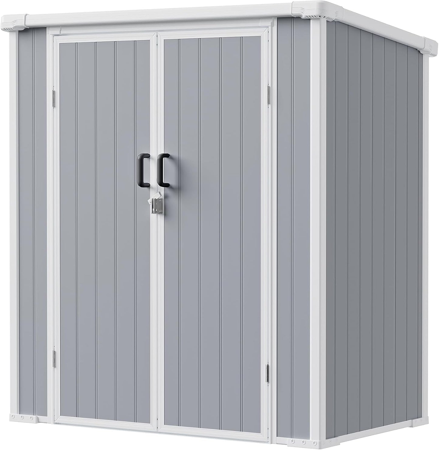 5x3 Resin Garden Sheds & Outdoor Storage on Clearance, Weather-Resistant Plastic Shed with Floor and Lockable Door for Garden Tools, Lawn Mower, Bike, Backyard Organization, Aritic Light Grey