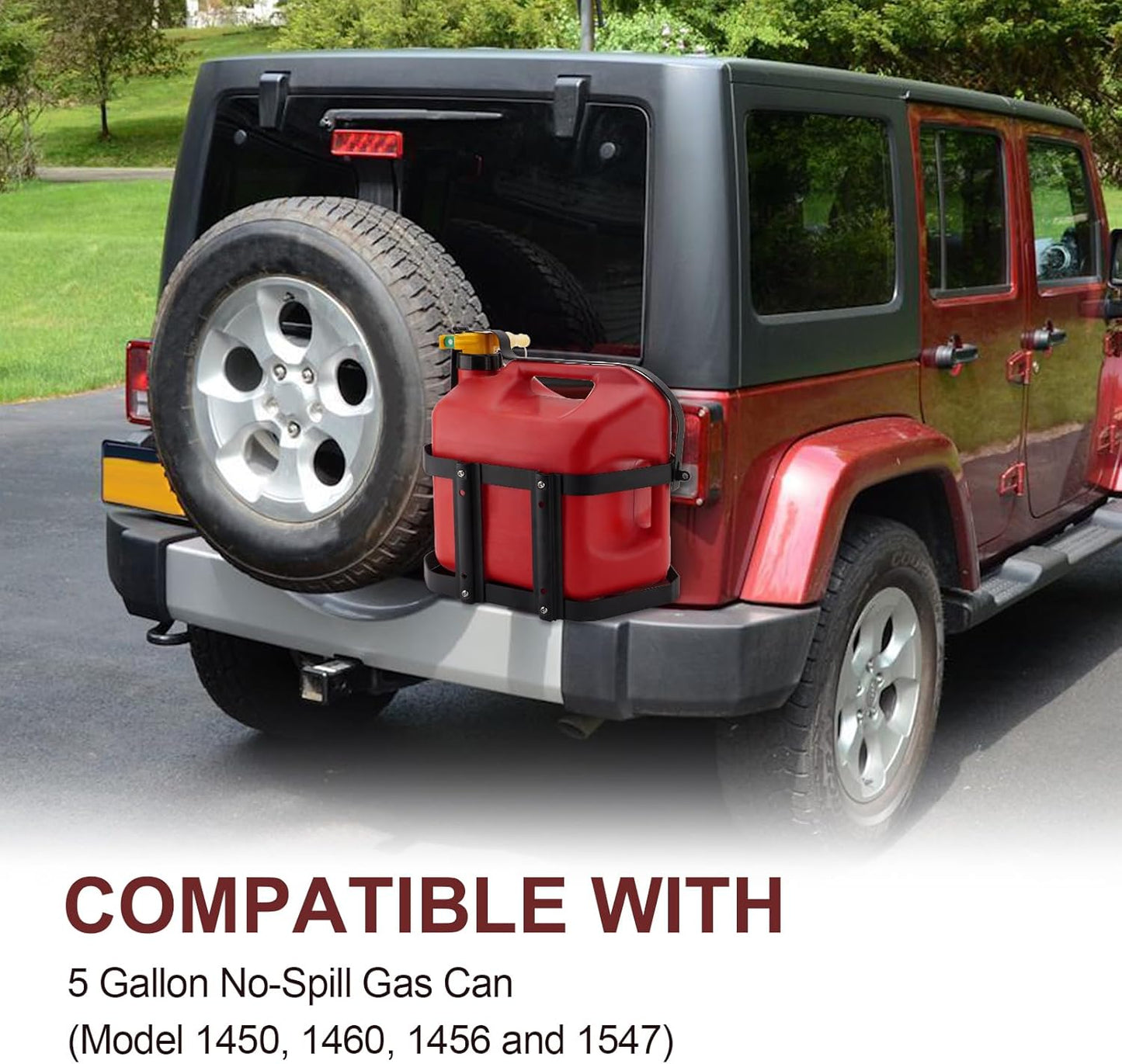 5 Gallon Gas Can Holder, Metal Steel Fuel Container Mount Bracket Compatible with No-Spill Gas Can for Model 1450, 1460, 1456 and 1547