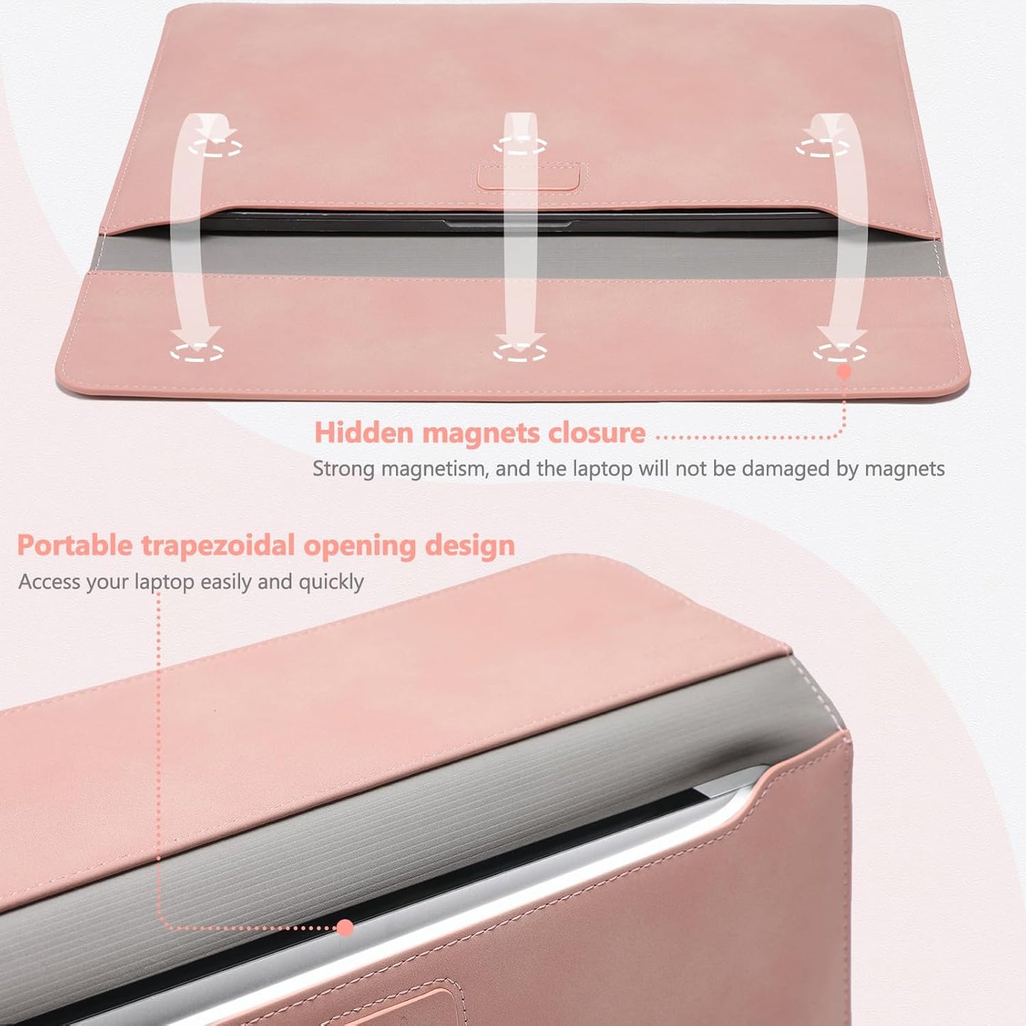 HYZUO 15 Inch Laptop Sleeve Case with Stand for MacBook Air 15 M4 A3241 M3 A3114 M2 A2941 2025-2023, 15" Surface Laptop 7/6/5/4, MacBook Pro 15 A1990 A1707 2019-2016, with Pouch, Pink
