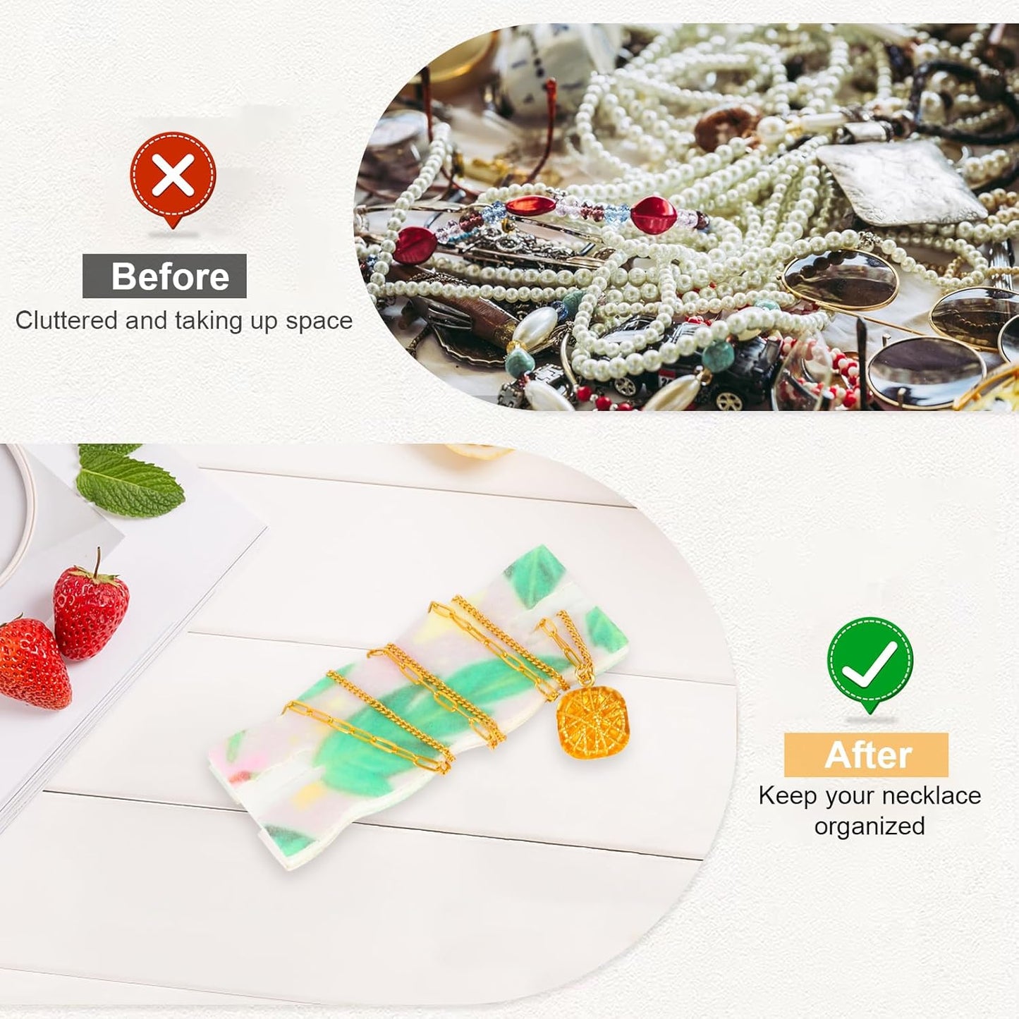 10pcs Tangle-Free Jewelry Organizer, Universal Necklace Display Card Holder, Portable Reusable Necklaces Containers Travel Organizer (Bee)