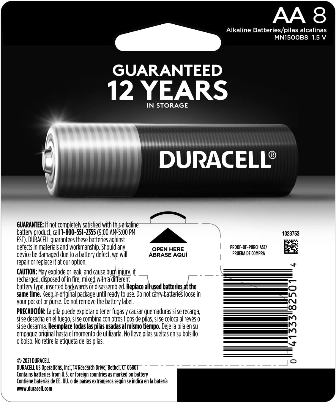 Duracell AA Batteries, Alkaline, 8 Count | Coppertop | Power Boost | Long-Lasting | For Household Devices