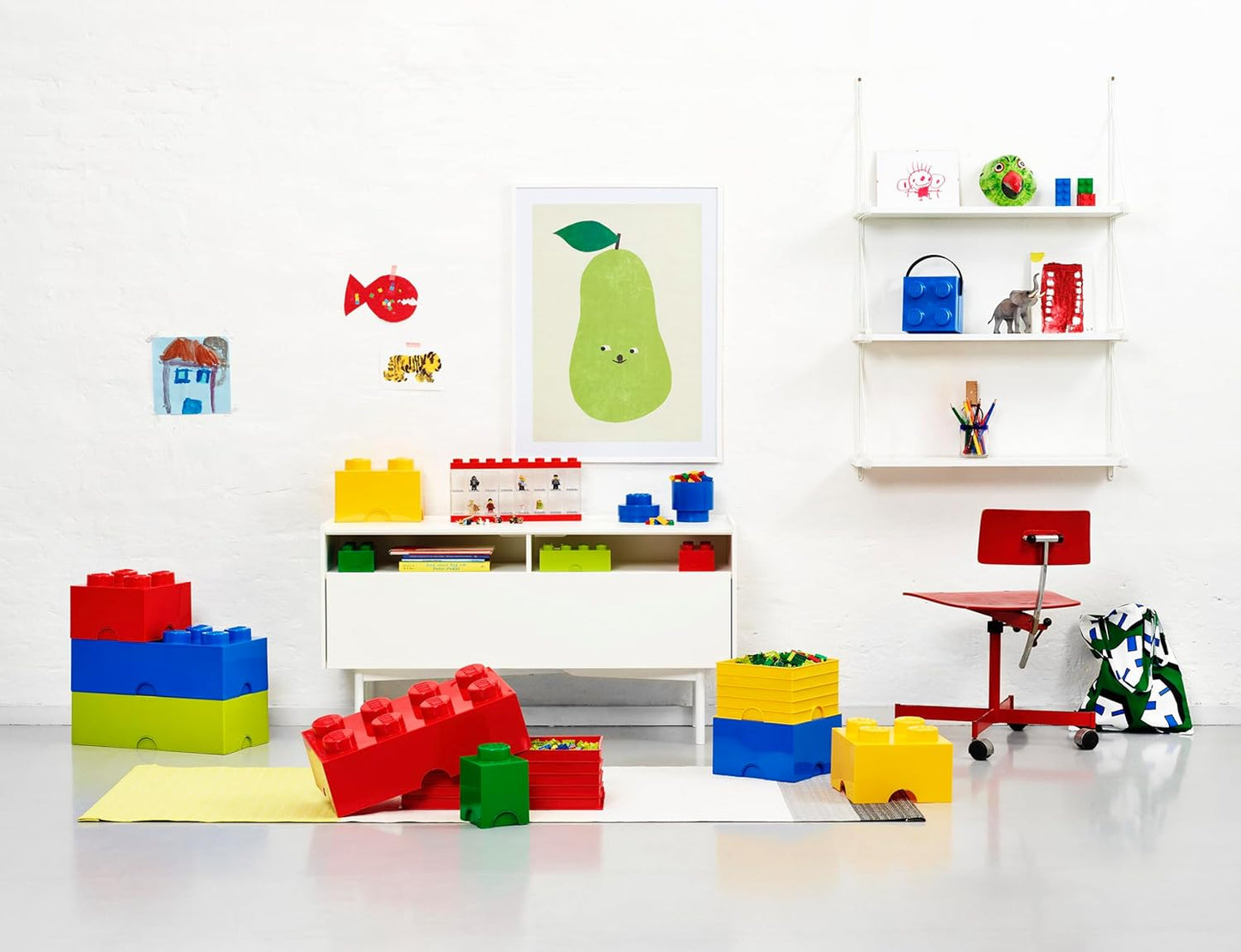 Room Copenhagen, LEGO Brick Box Stackable Storage Containers - Decorative Organizational Building Blocks for Kid’s Toys and Accessories - 9.84 x 9.84 x 7.09in - Brick 4, Light Royal Blue