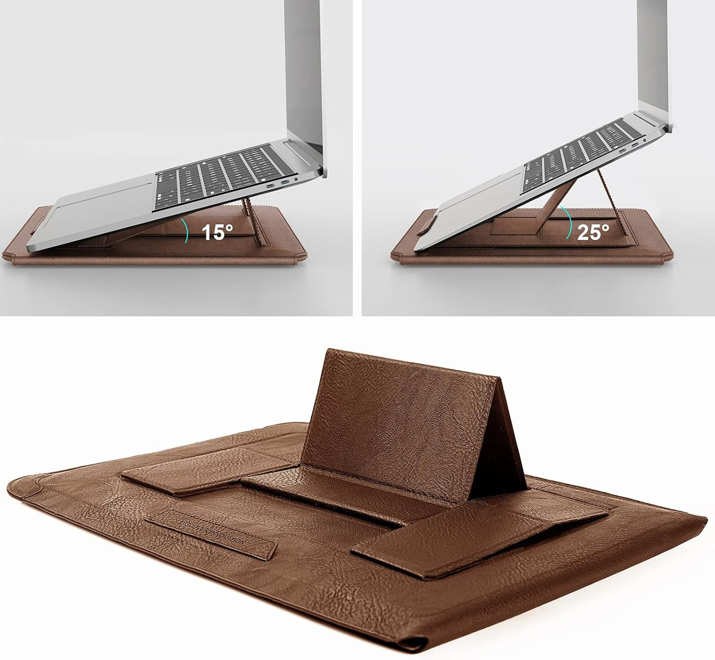 Nillkin Laptop Sleeve 15.6 inch, MacBook Sleeve with Adjustable Stand & Mouse Pad, 2 Stand Modes, 15 inch Laptop Case, Slim MacBook Accessories for Samsung/Surface/Chromebook/HP 13-15.6 inch, Brown