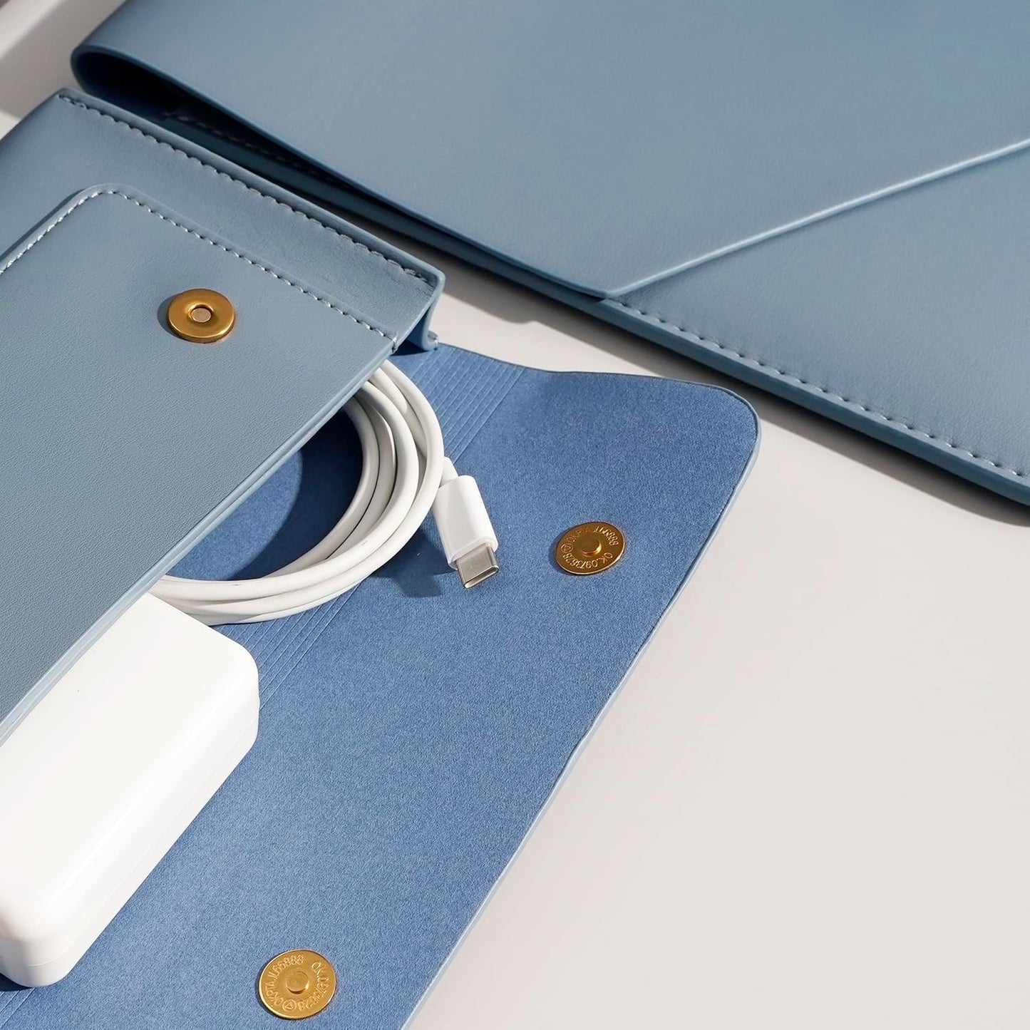 PU Leather Laptop Sleeve - Compatible with 15.3 inch MacBook Air, Surface Book, Laptop Studio - Blue