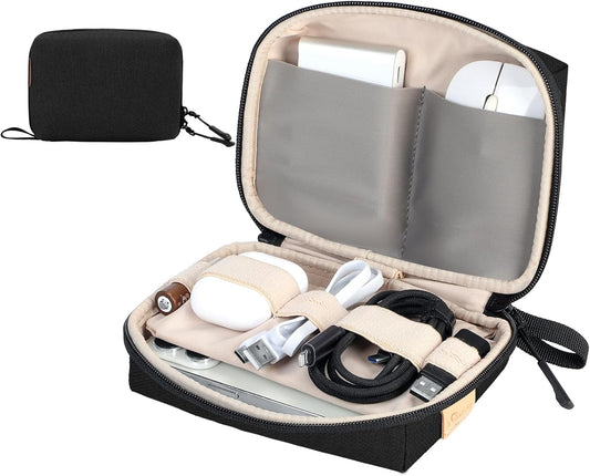 SIMTOP Electronics Organizer Cord Organizer Travel, Small Tech Bag for Cords, Chargers, Power Bank, Earbuds – Portable Cable Pouch for Office, Business Trip, Commute – Water & Scratch-Resistant