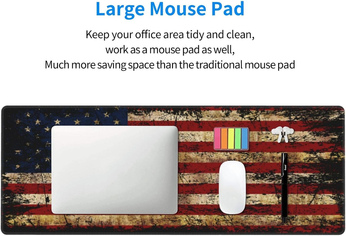 American Flag Gaming Mouse Pad, Large Mouse Pad for Desk Mat XXL XL Mousepad, Big Keyboard Pad Office Desk Accessories Decor