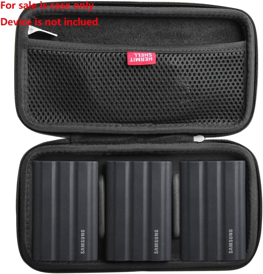 Hermitshell Hard Travel Case for Samsung T7 Shield 2TB / 1TB / 4TB, Portable SSD, USB 3.2 Gen2 External Solid State Drive (Black, Case for 3 Hard Drives)