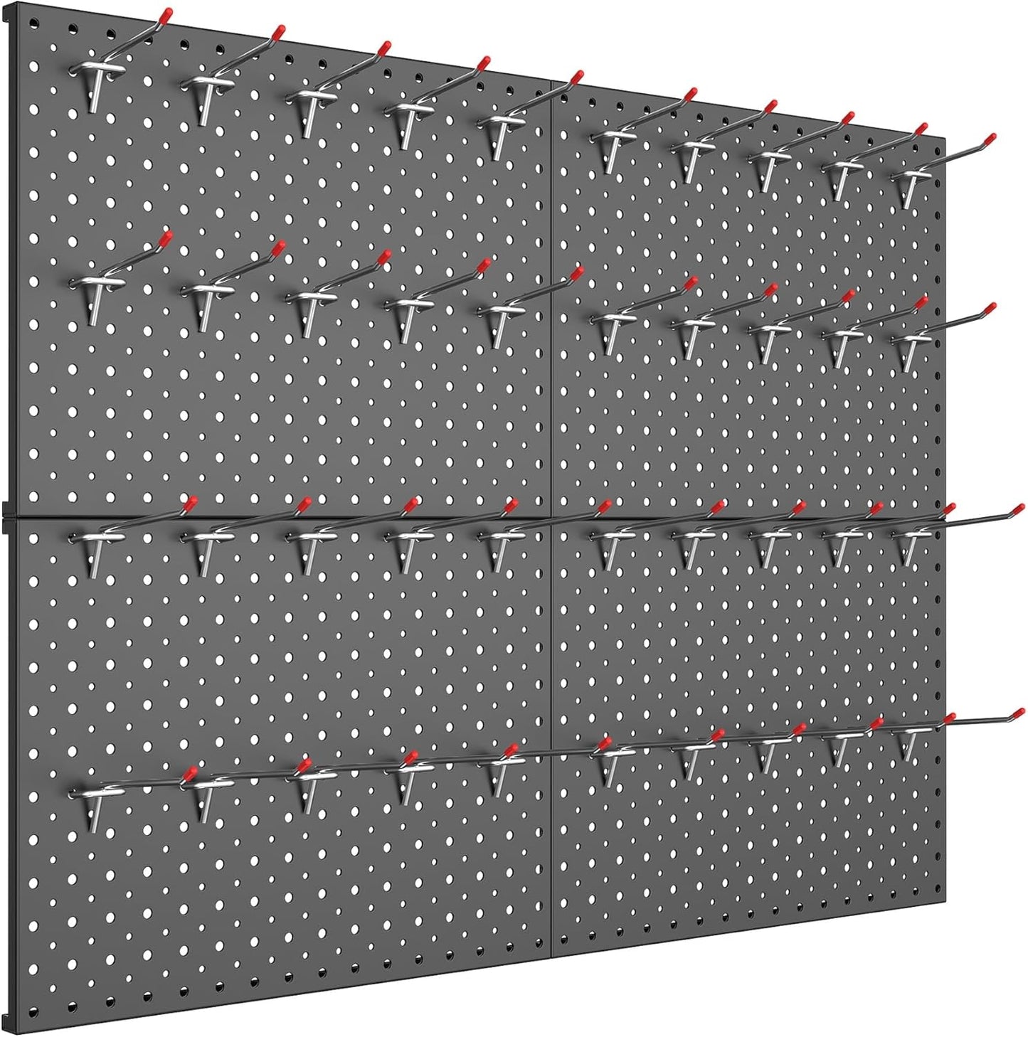 TORACK Metal Pegboard Panels and Hooks for Garage, Workbench, Shop, Shed Tool Organizer Peg Board with 1/8" & 1/4" Holes, Modular Wall-Mounted Pegboard with Pegboard Hooks(Black)