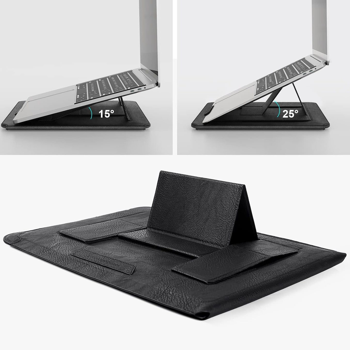 Nillkin Laptop Sleeve 15.6 inch, MacBook Sleeve with Adjustable Stand & Mouse Pad, 2 Stand Modes, 15 inch Laptop Case, MacBook Accessories, Slim for Samsung/Chromebook/HP 13-15.6, Black Texture