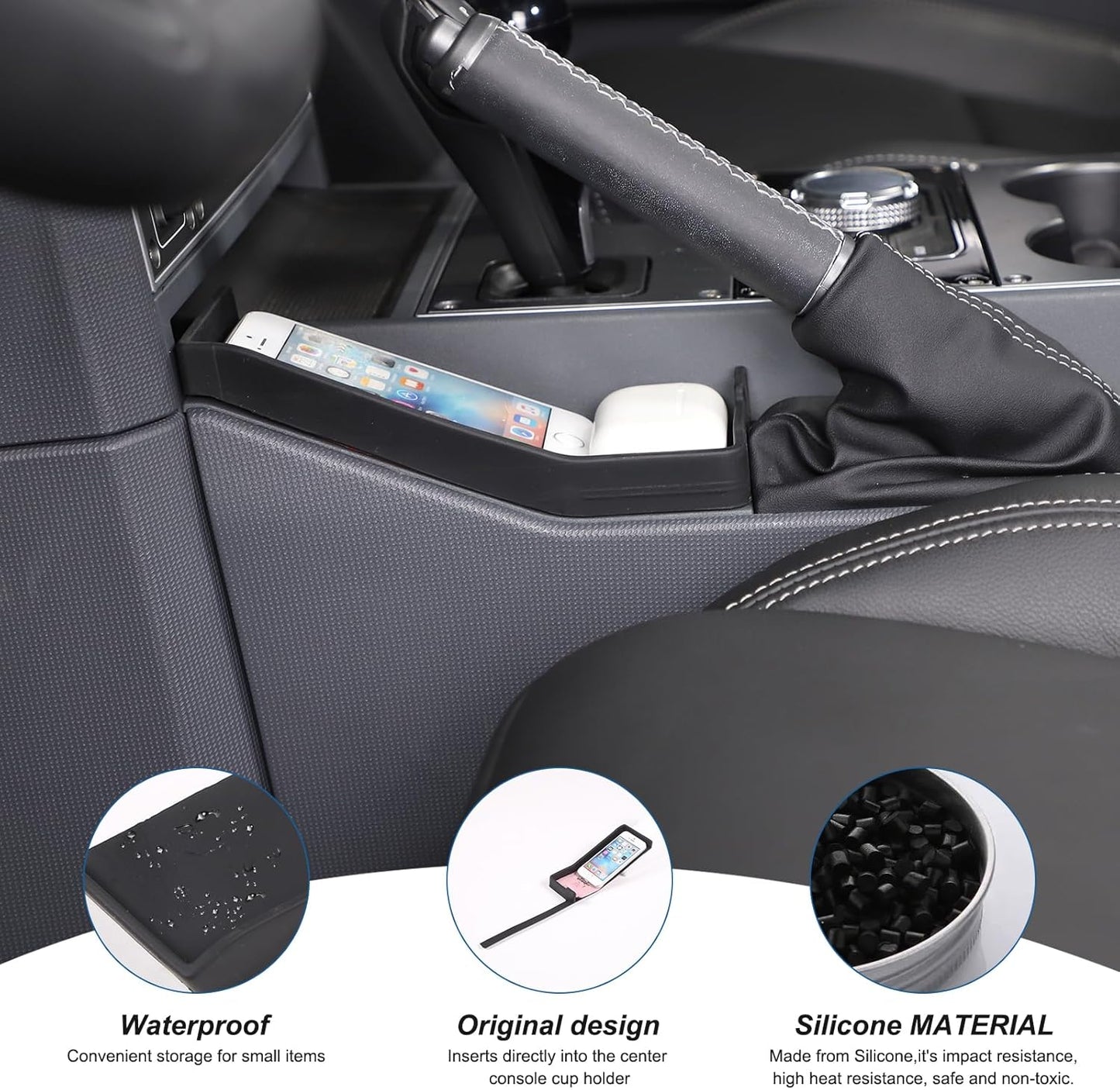 Center Console Organizer Compatible with INEOS Grenadier 2020-2024, Handbrake Storage Organizer ABS Material Insert Tray Accessories (Black)