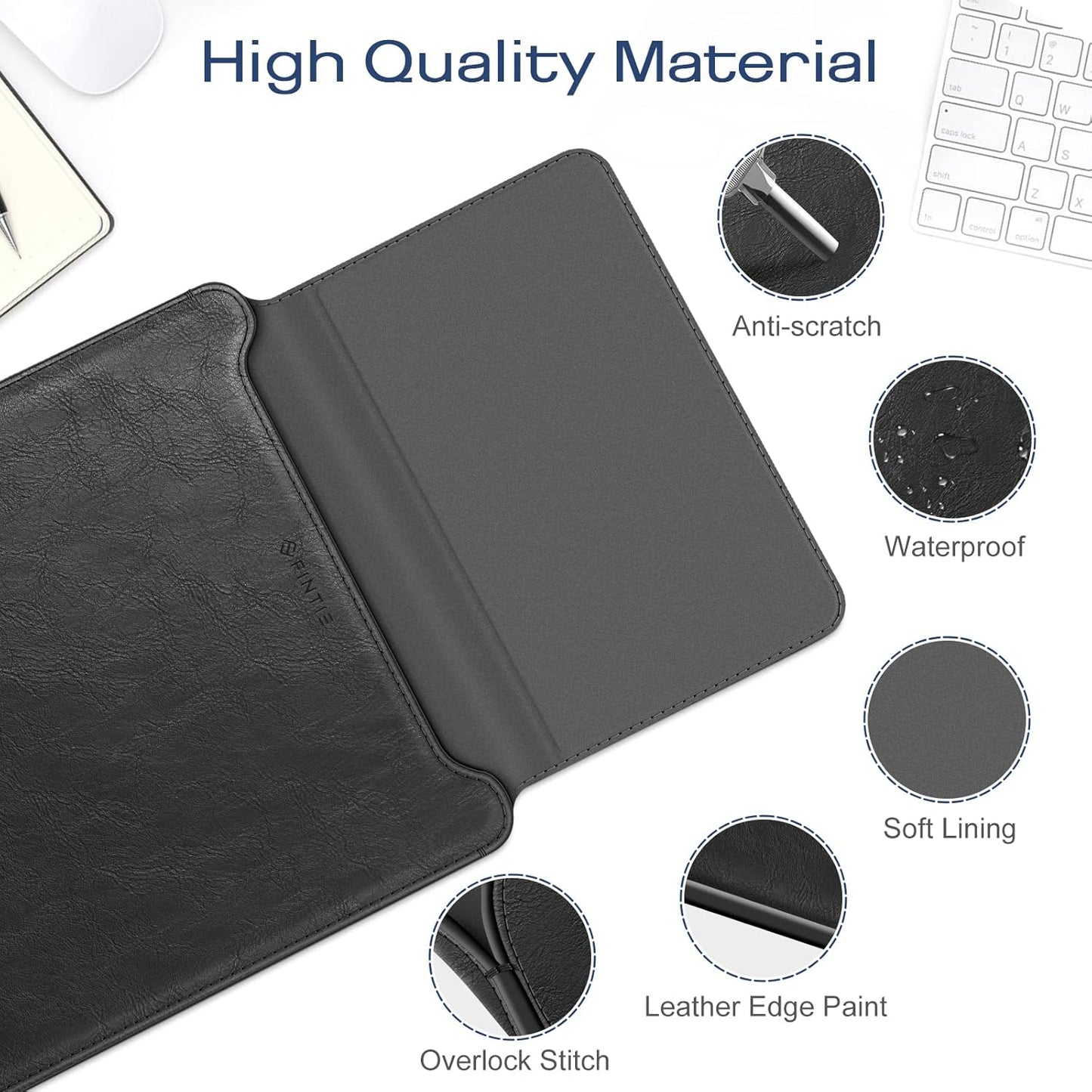 Fintie Sleeve Case for MacBook Air 13.6 A3240 A3113 A2681, Pro 14 A3434 A3401 A3185 A3112 A2992 A2918 A2779 A2442, MacBook Pro/Air 13 - PU Leather Slim Bag Cover with Stand Feature, Black