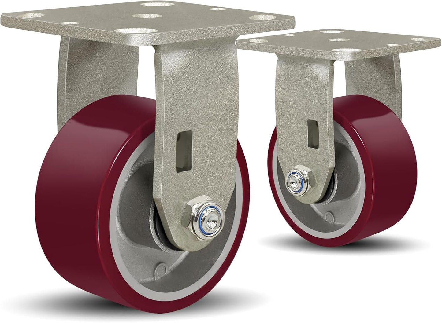SY America 4" X 2" Casters Wheels,Heavy Duty Industrial Casters，Polyurethane on Aluminum Wheels,2 Rigid Casters,1600 LBS Load Capacity