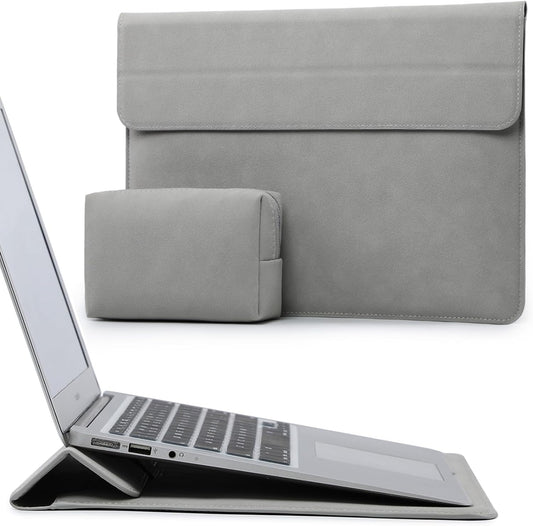 HYZUO 15 Inch Laptop Sleeve Case with Stand for MacBook Air 15 M4 A3241 M3 A3114 M2 A2941 2025-2023, 15" Surface Laptop 7/6/5/4, MacBook Pro 15 A1990 A1707 2019-2016, with Pouch, Light Gray