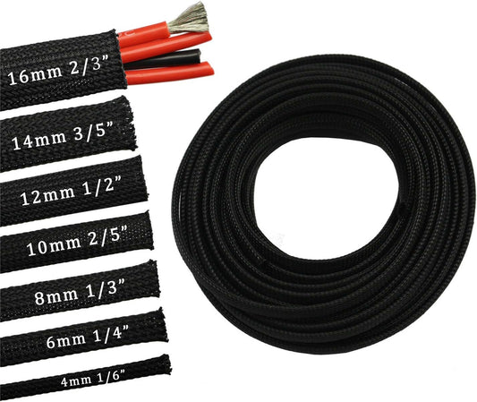 30ft PET Expandable Sleeving Wire Cable Sleeve (2/5", Black)