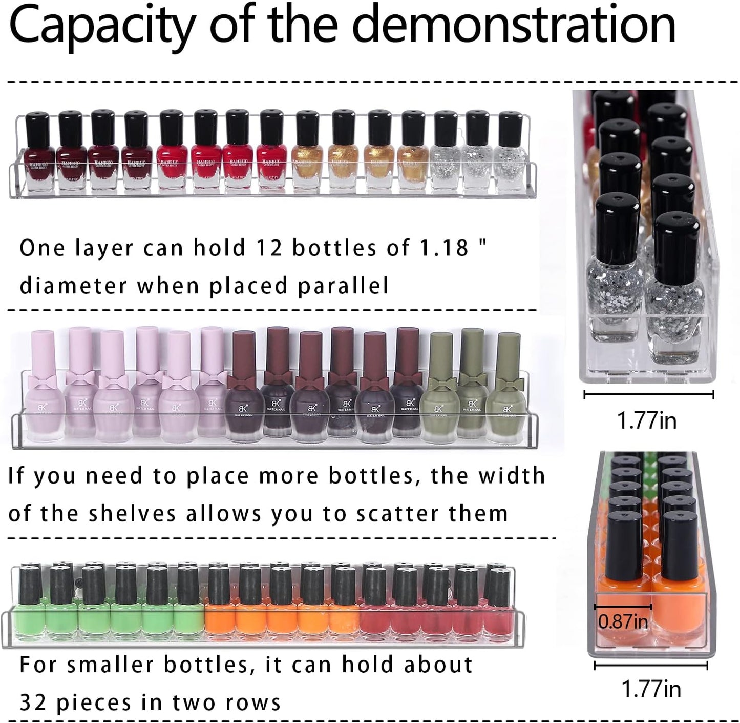 6Pcs/Set Acrylic Nail Polish Rack Wall Mounted,Lipstick Essential Oil Bottle Holder Organizer,Nail Paint Display Stand Shelf for Storage