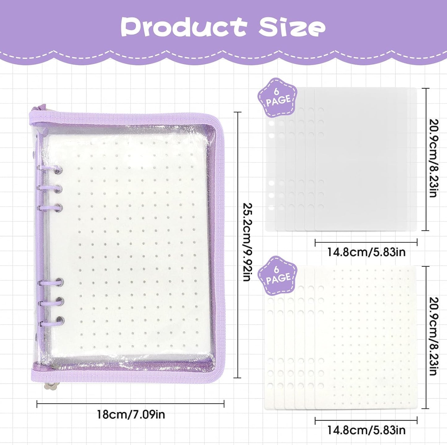 Enamel Pin Display Book - Portable 6 Pages A5 Enamel Pin Collection Holder Trading Book for Storing Pins Brooches Patches, Pin Storage Organizer for Travel Collectors (Purple)