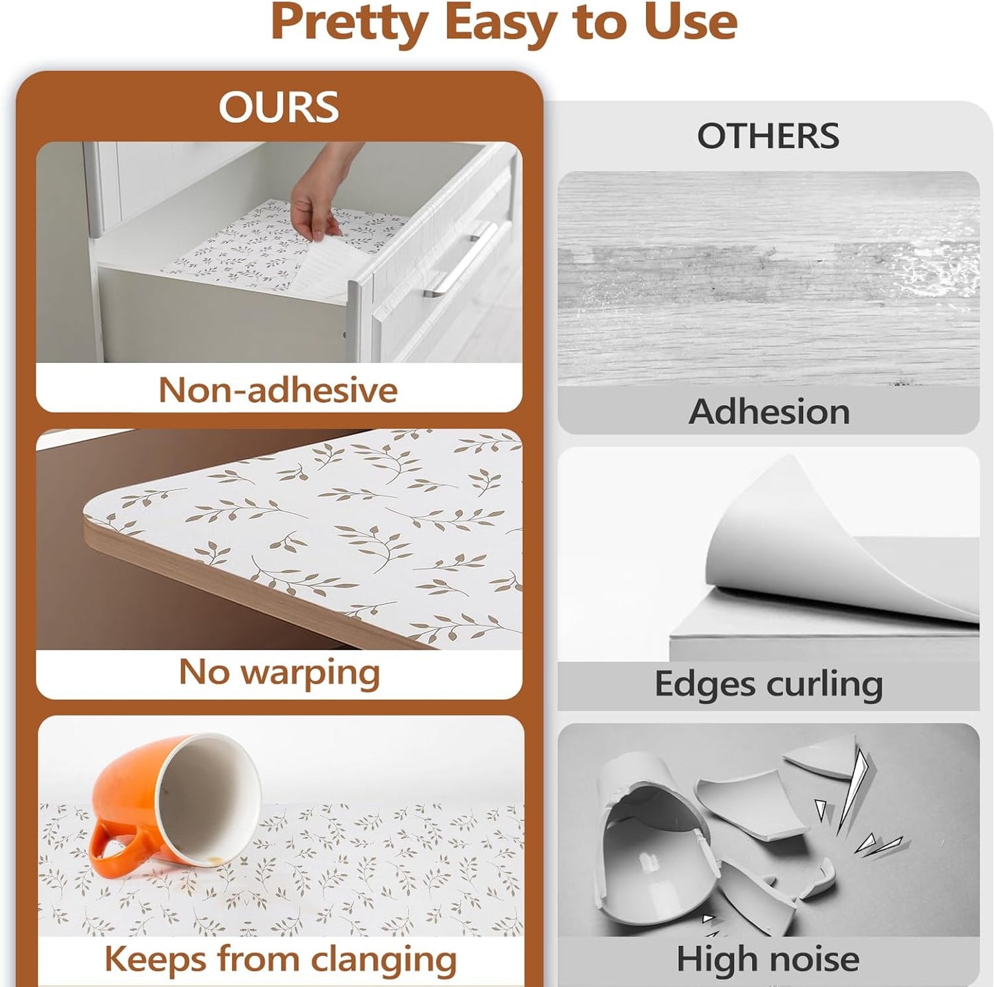 Shelf Drawer Liner for Kitchen Cabinets Non Adhesive, Slip Resistant Strong Grip Thickened Cabinet Liners for Shelves Non Slip Shelving Paper for Cupboard, Dresser, Pantry (Leaves, 11.8" x 20 FT)