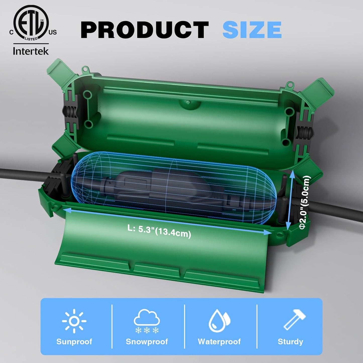 Flemoon [6 Pack] Outdoor Extension Cord Safety Cover with Waterproof Seal, Weatherproof Electrical Connection Box to Protect Outdoor Outlet, Plug, Socket, Christmas Holiday Decoration Light, Green