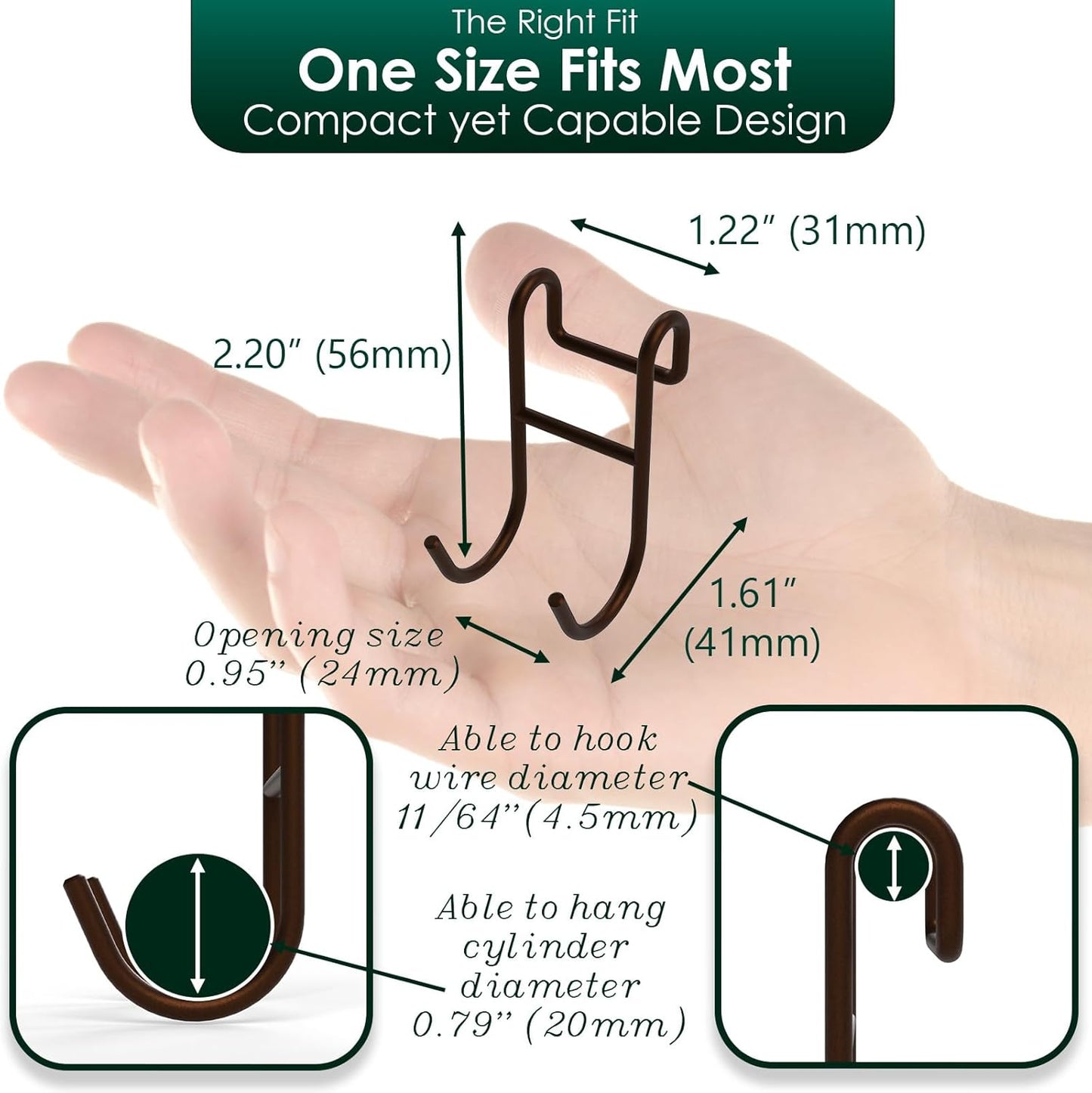Bronze Shower Caddy Hooks - Razor Hanger and Shelf Hooks for Loofah - 2 Pack