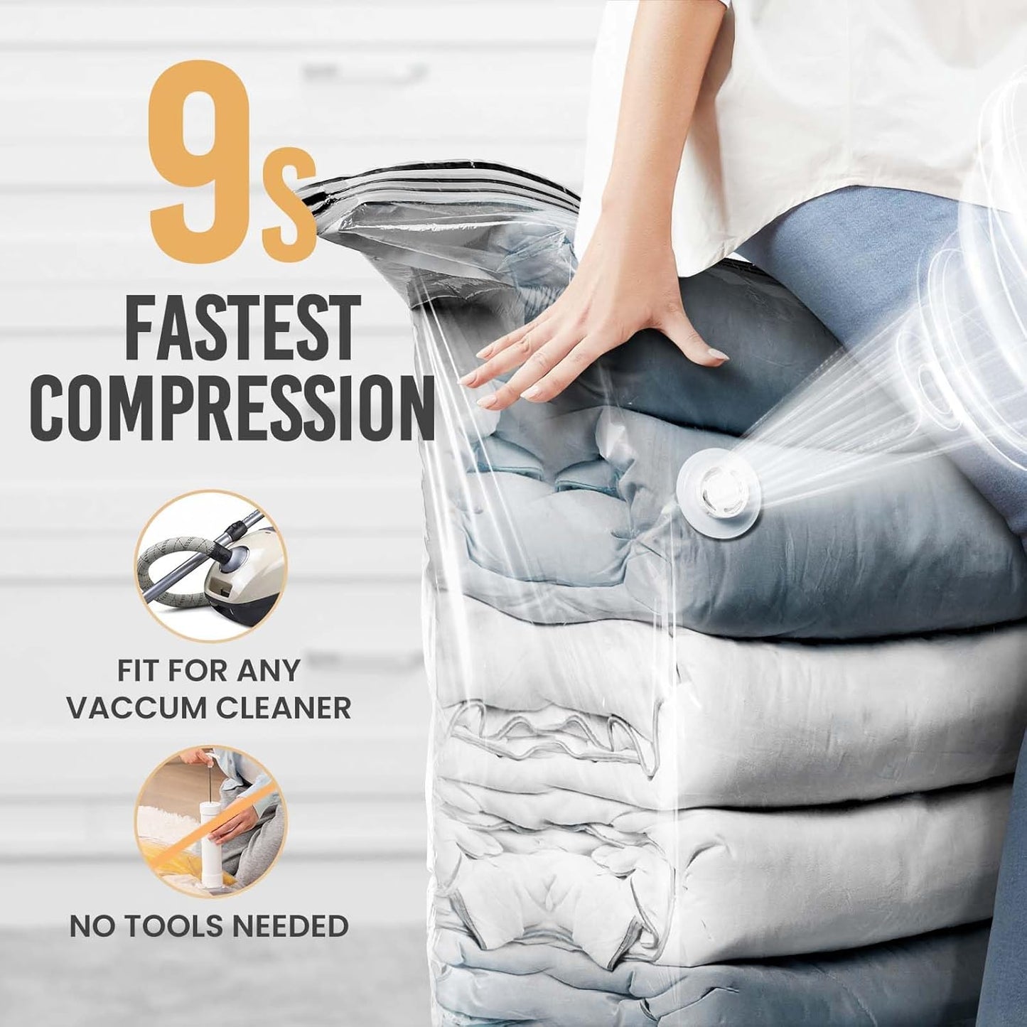 TAILI 12 Pack Vacuum Storage Bags, Jumbo Cube 31x40x15 Inch, Extra Large Vacuum Seale Bags for Comforters Blankets, Bedding, Clothing, Space Saver Closet Organization, Clear