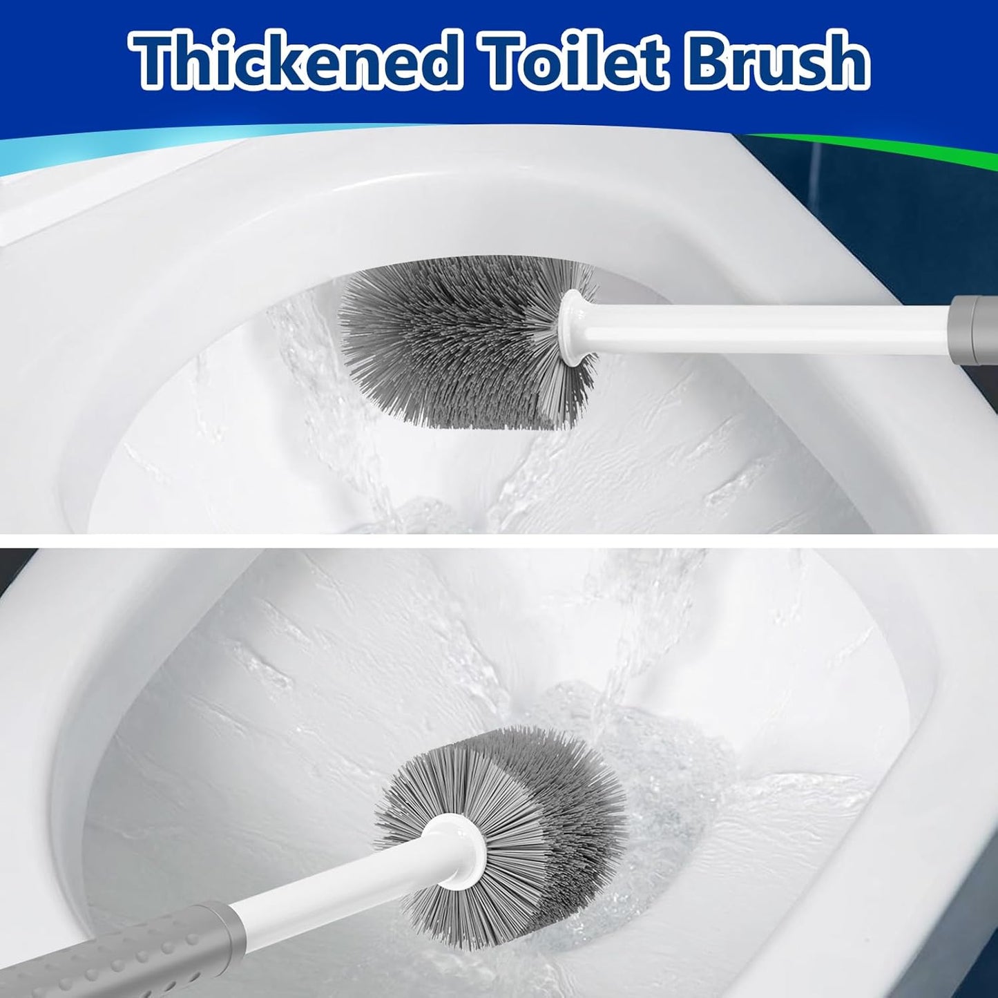 Toilet Brush and Plunger Set: 2-in-1 Heavy Duty Toilet Plunger and Bowl Brush Combo with Holder for Bathroom Cleaning - White
