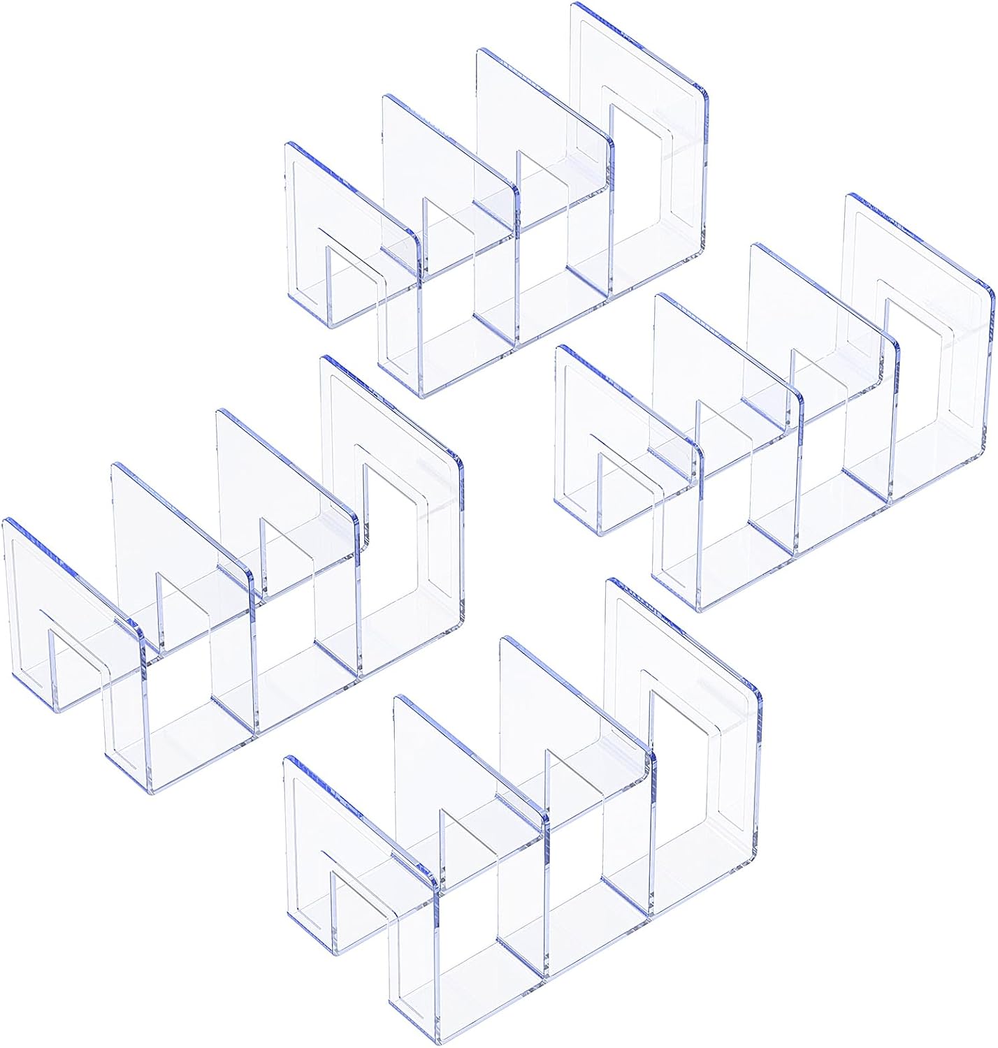 YAGELI Clear Acrylic Purse/Handbag Organizer - 3 Sections Divider for Closet Storage - Sturdy Organizer Rack for Purses, Handbags, and Clutches (4Pack-3Sections)