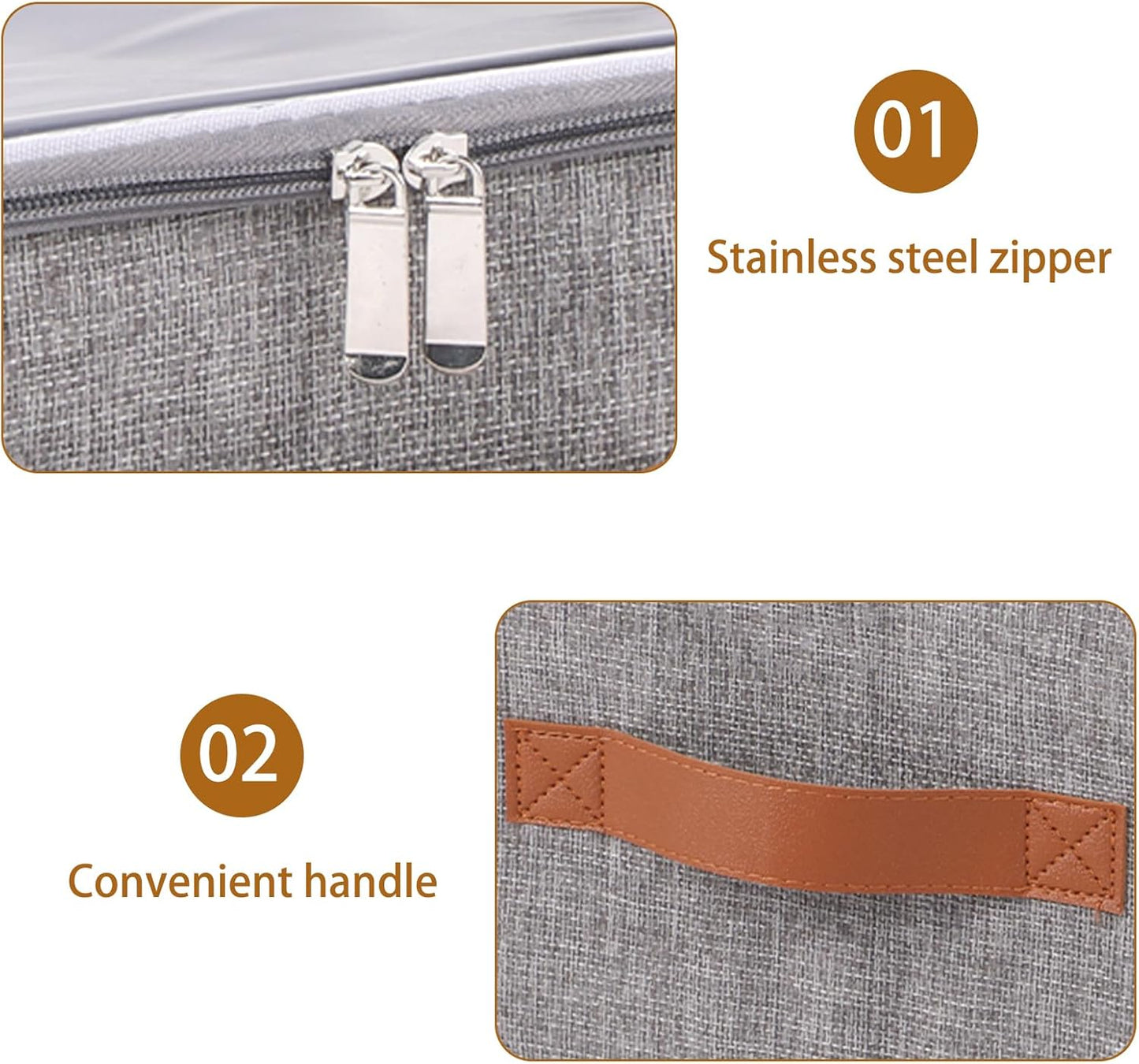 OUTBROS Clothes Storage Boxes with Lid, Large Foldable Bags, Wardrobe Organiser with Handle and Zipper, Used for storing blankets, pillows, 15.7 x 11.8 x 7.9 inch, 2-Pack
