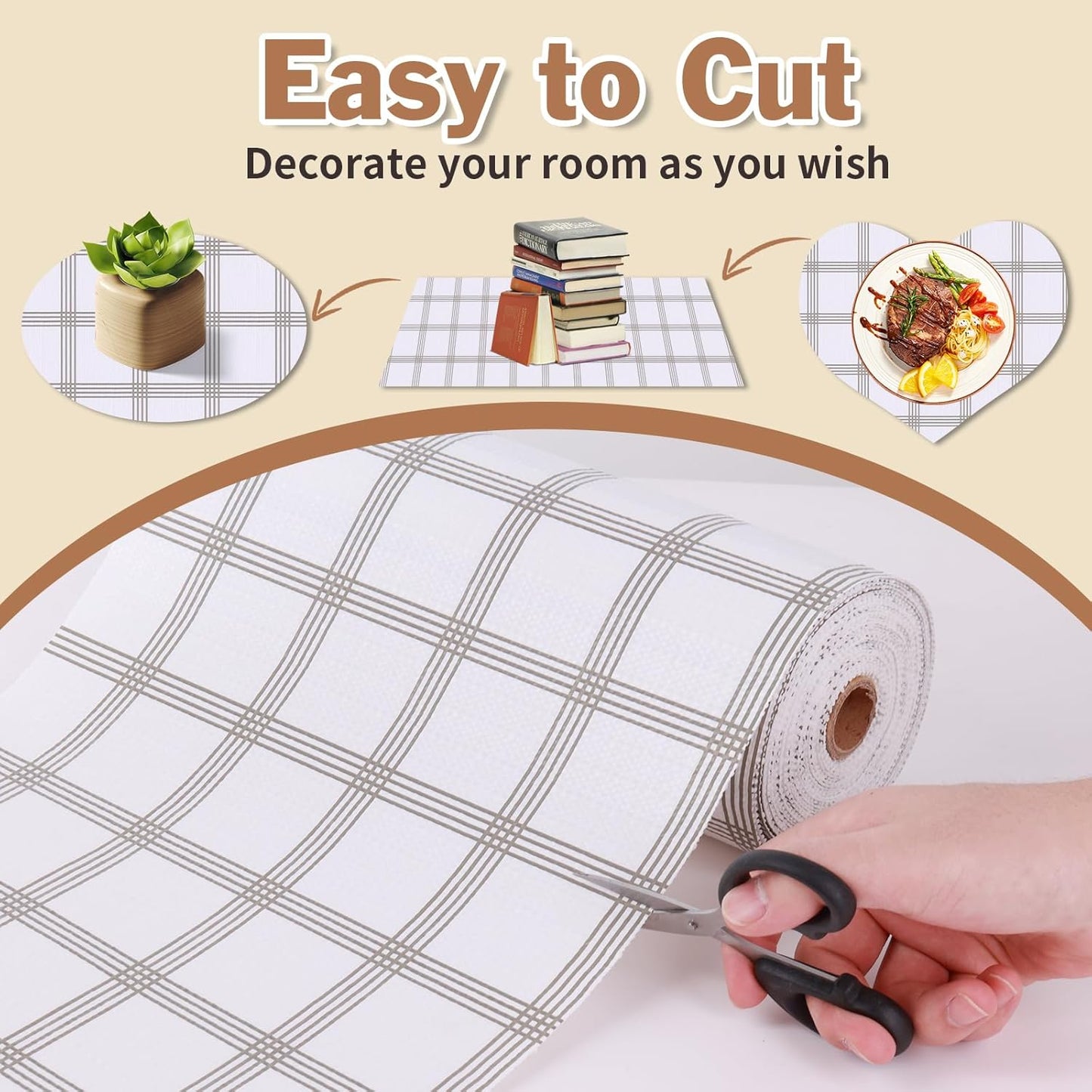 Drawer and Shelf Liner for Kitchen Cabinet: 12 in X 20 Ft Non Slip Waterproof Shelf Paper Non Adhesive Refrigerator Liners White Square Easy Liners for Bathroom Cupboard with Knife Tape Measure