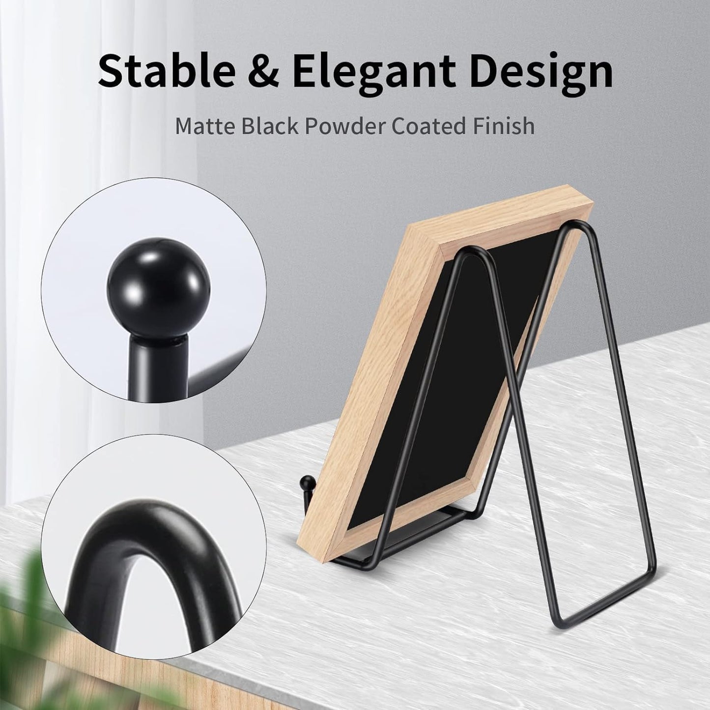 Kruodop 5 Pack Plate Stands for Display, 4 Inch Plate Holder Display Stand, Metal Frame Holder Stands for Book, Pictures, Photo Easel, Tabletop Art